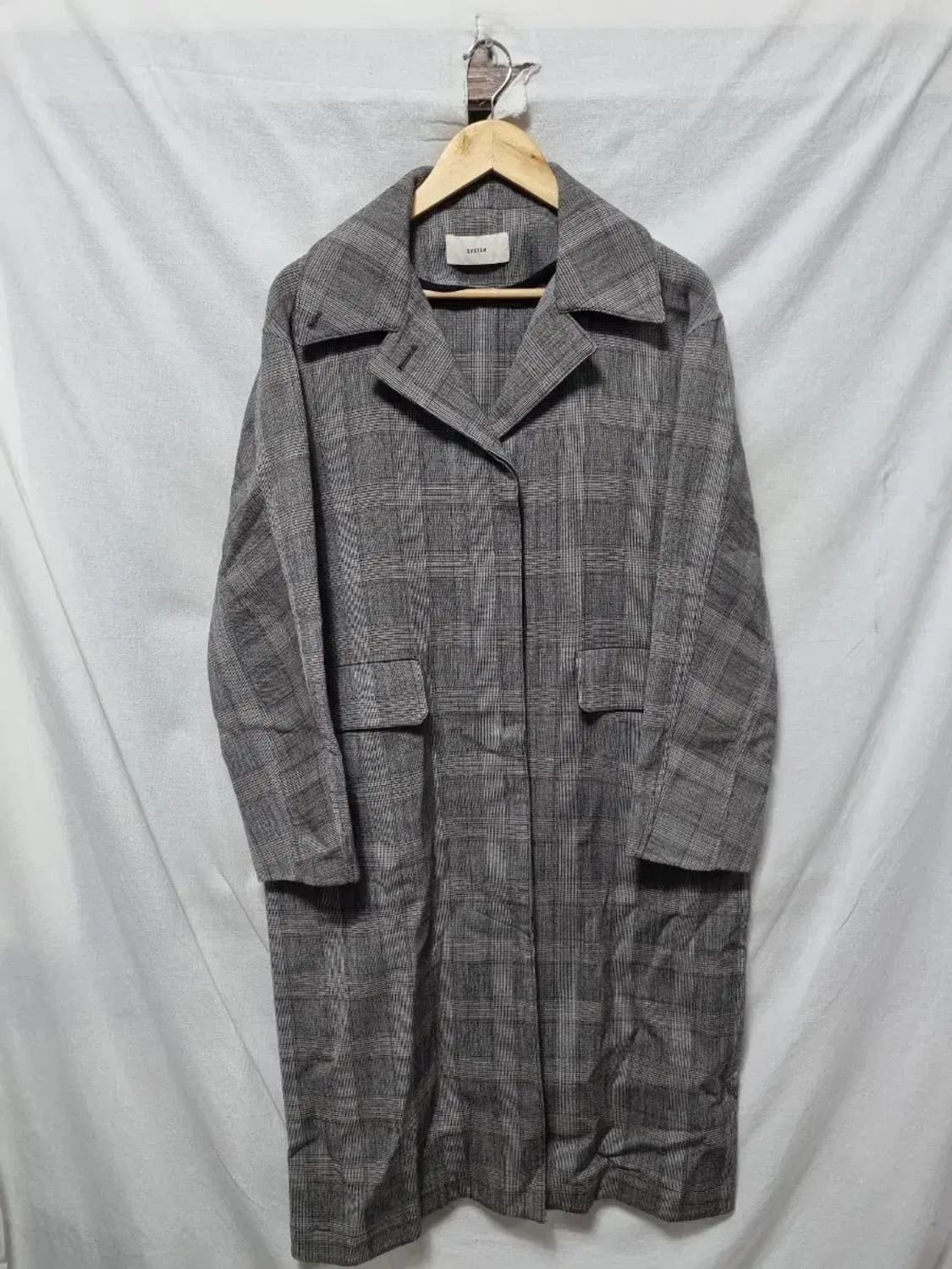 시스템 체크 롱 코트 자켓 M 상품이미지1