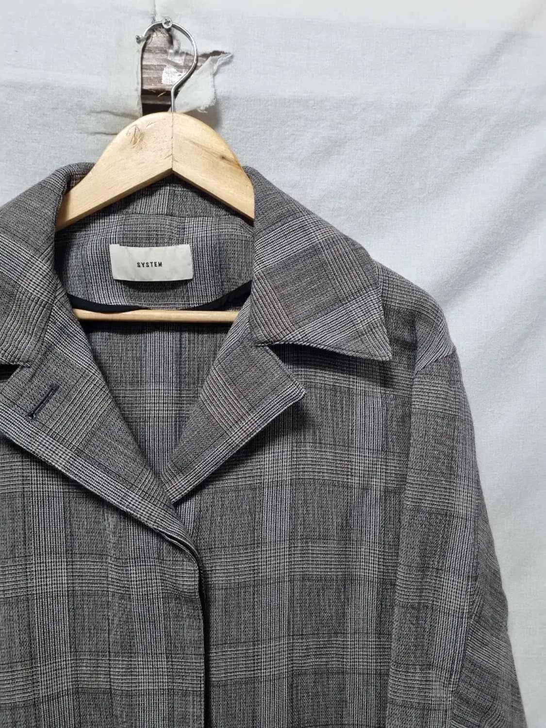 시스템 체크 롱 코트 자켓 M 상품이미지3