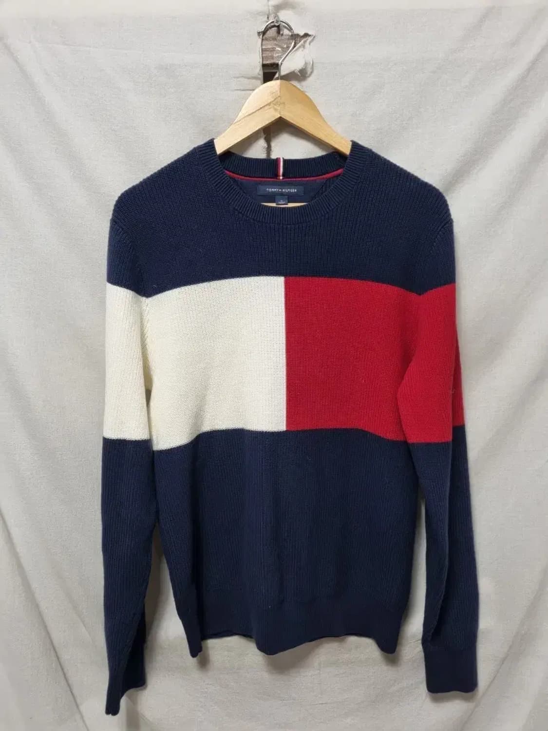 타미힐피거 삼색 컬러 블록 니트 M 상품이미지1