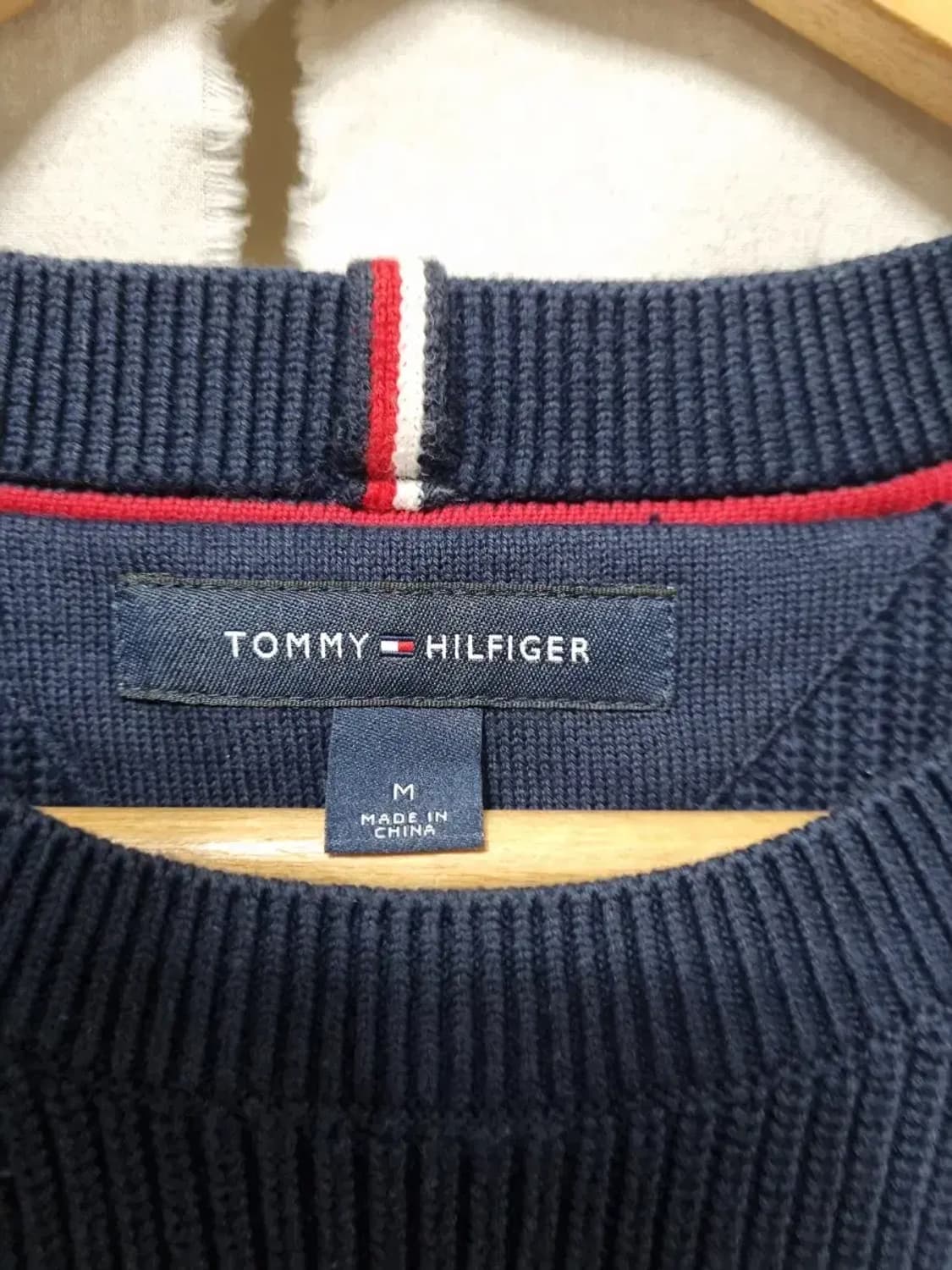 타미힐피거 삼색 컬러 블록 니트 M 상품이미지4