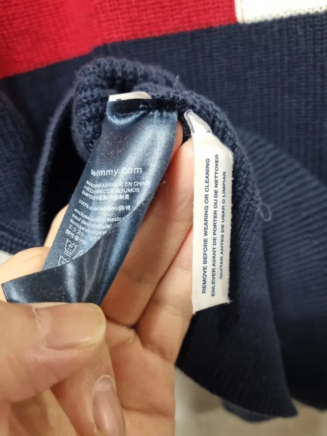 타미힐피거 삼색 컬러 블록 니트 M 상품이미지5