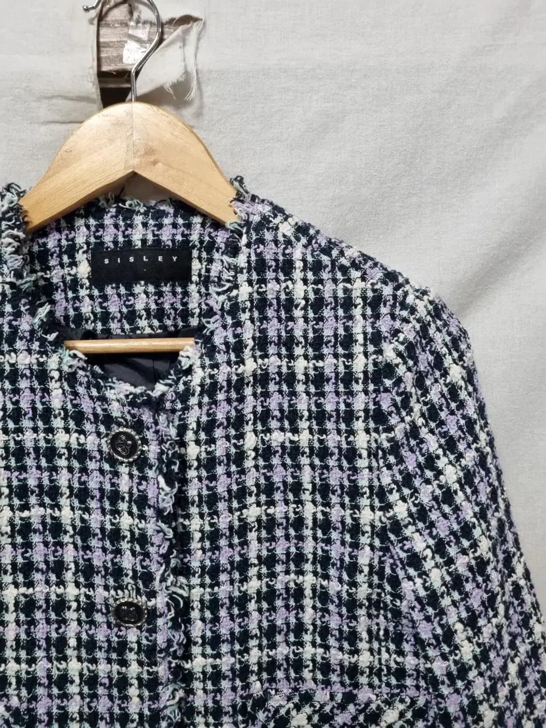 시슬리 트위드 체크 자켓 90 상품이미지2