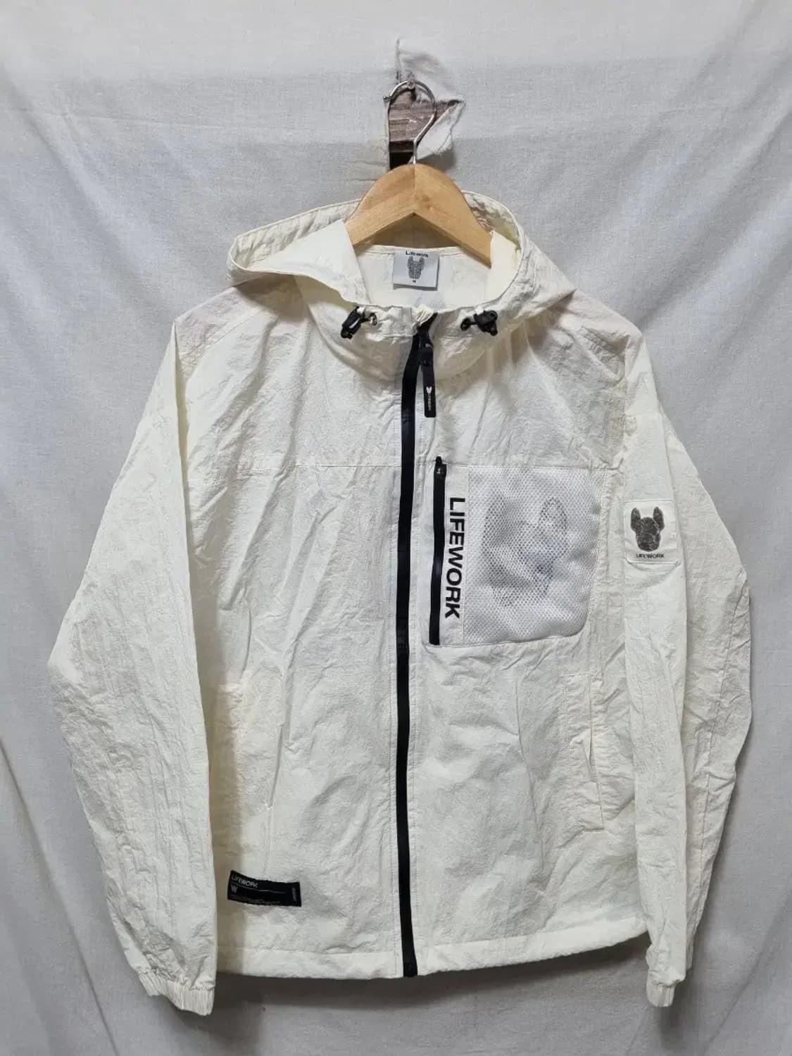 라이프워크 화이트 후드 바람막이 자켓 M 상품이미지1