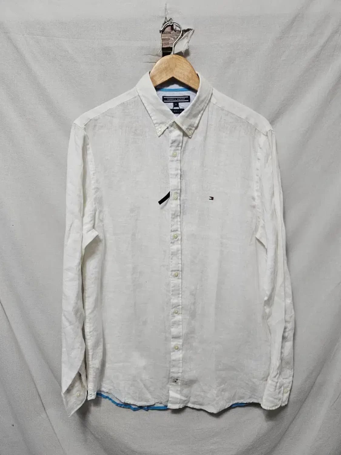 새상품) 타미힐피거 화이트 린넨 셔츠 M 상품이미지1