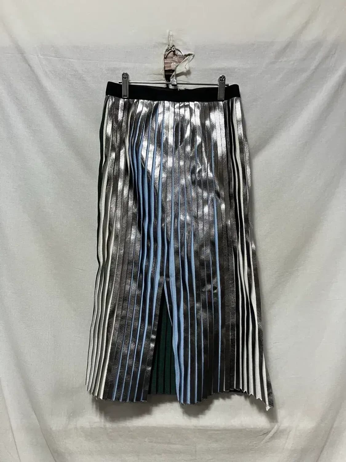 타임 포스트모던 메탈릭 플리츠 미디 스커트 S 상품이미지1