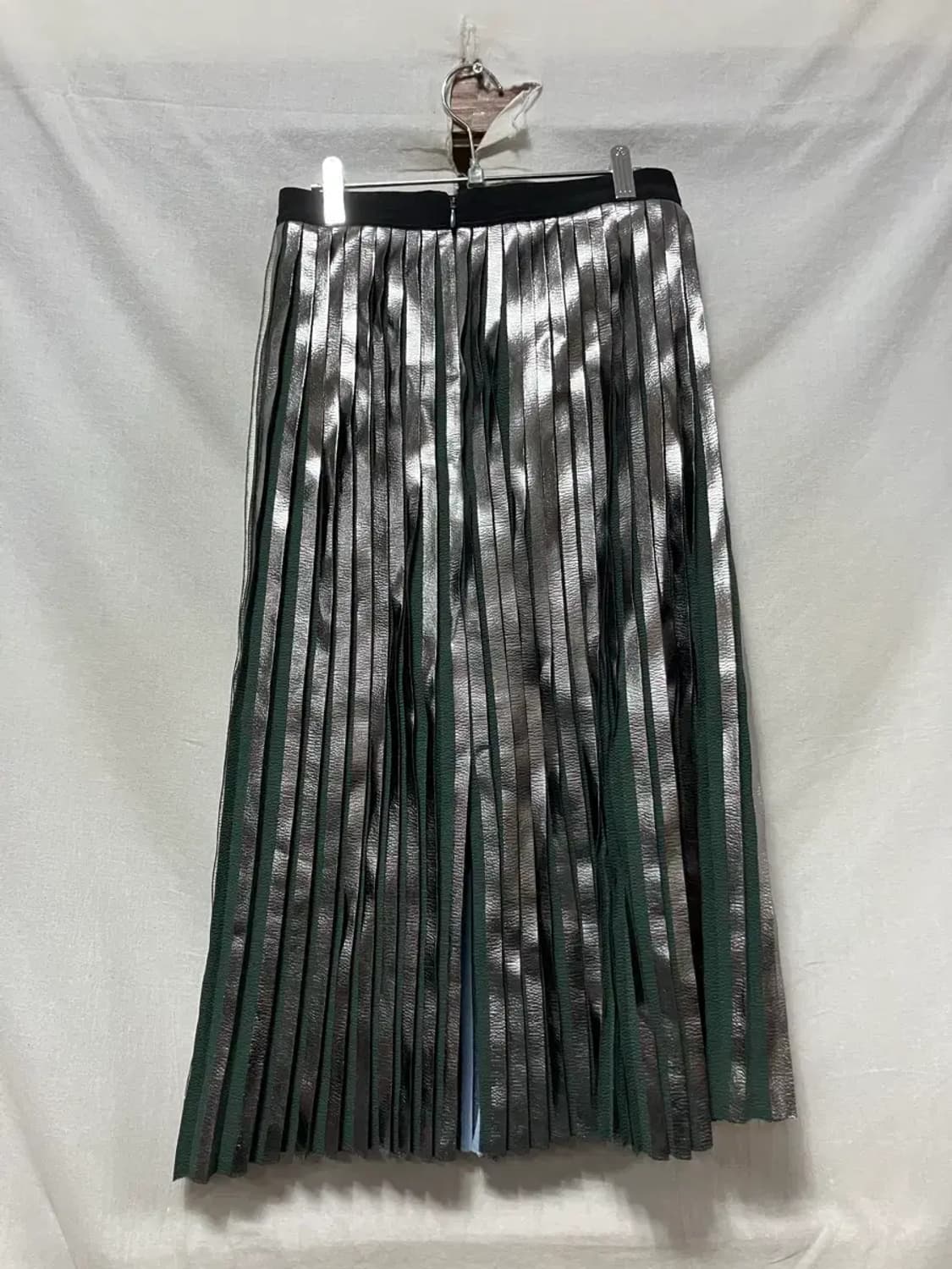 타임 포스트모던 메탈릭 플리츠 미디 스커트 S 상품이미지2
