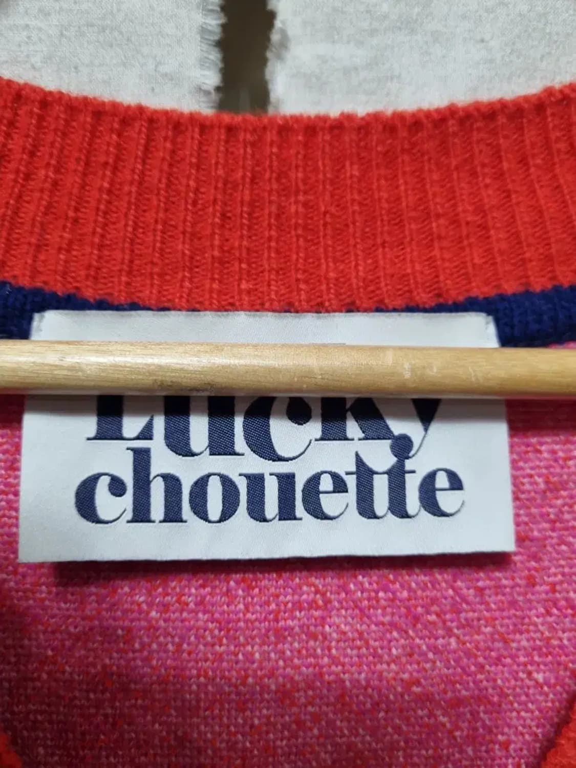 럭키슈에뜨 핑크 체크 니트 원피스 F 상품이미지4