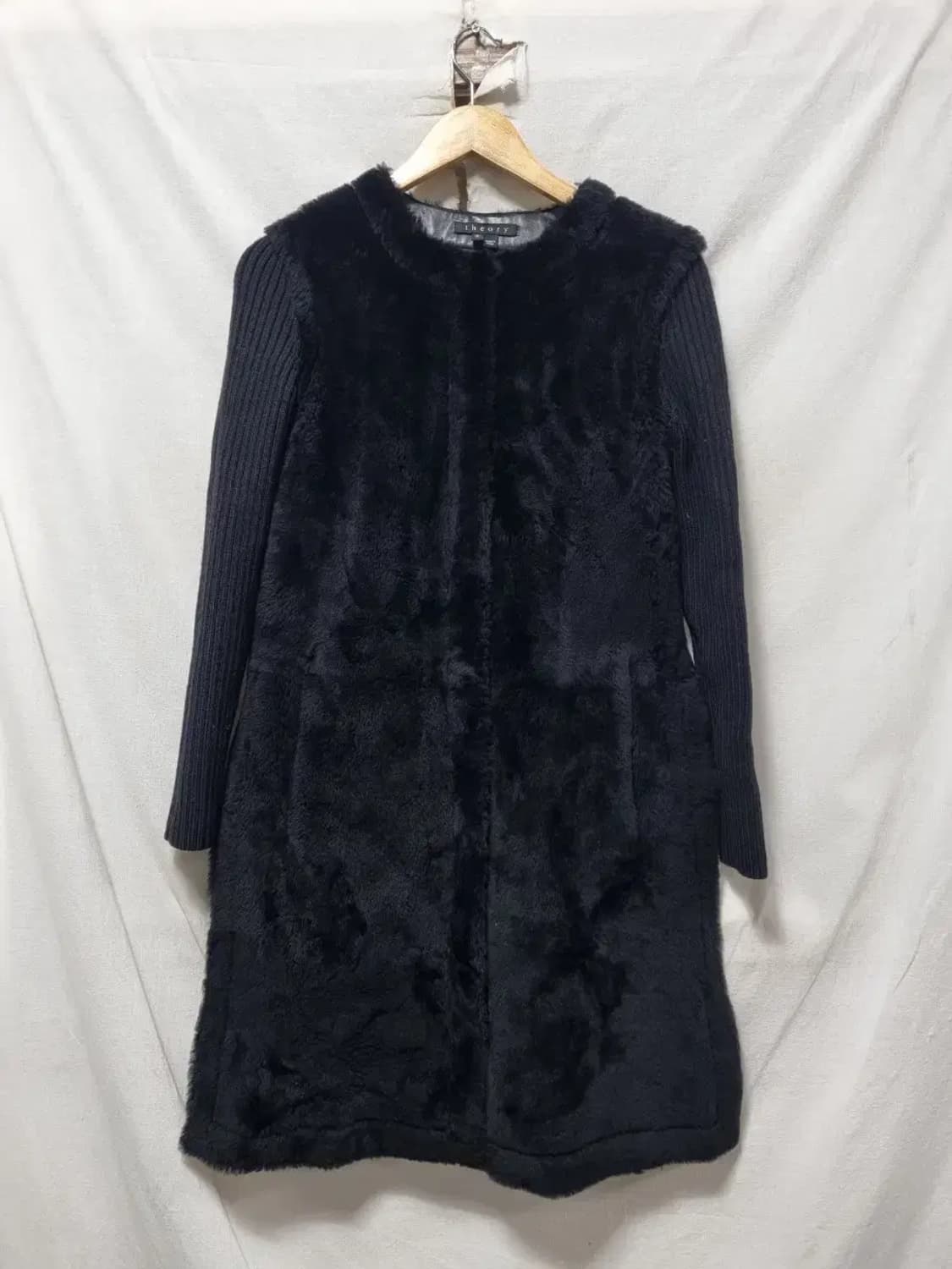 theory 띠어리 블랙 퍼 레더 코트 S 상품이미지1