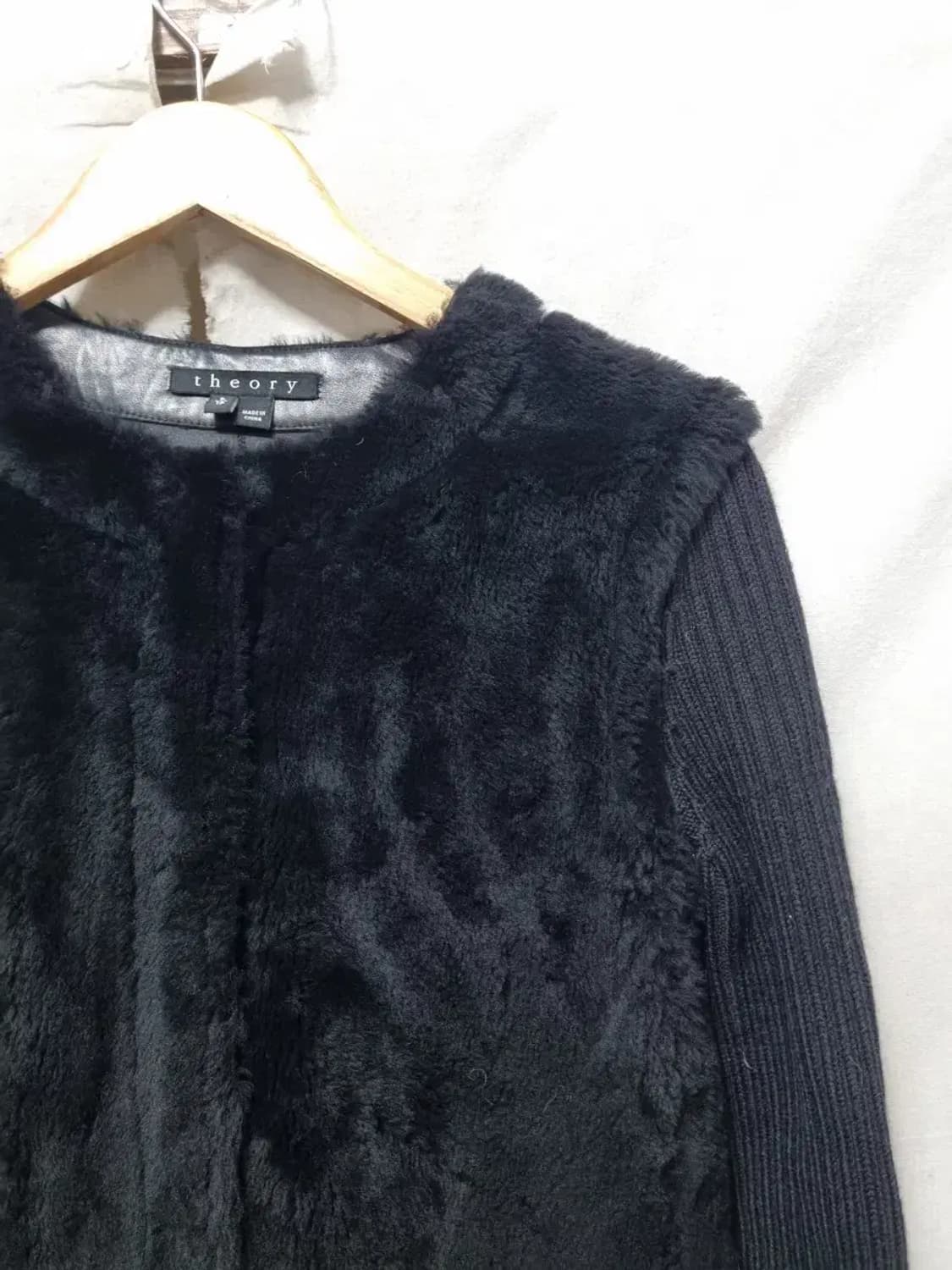 theory 띠어리 블랙 퍼 레더 코트 S 상품이미지3