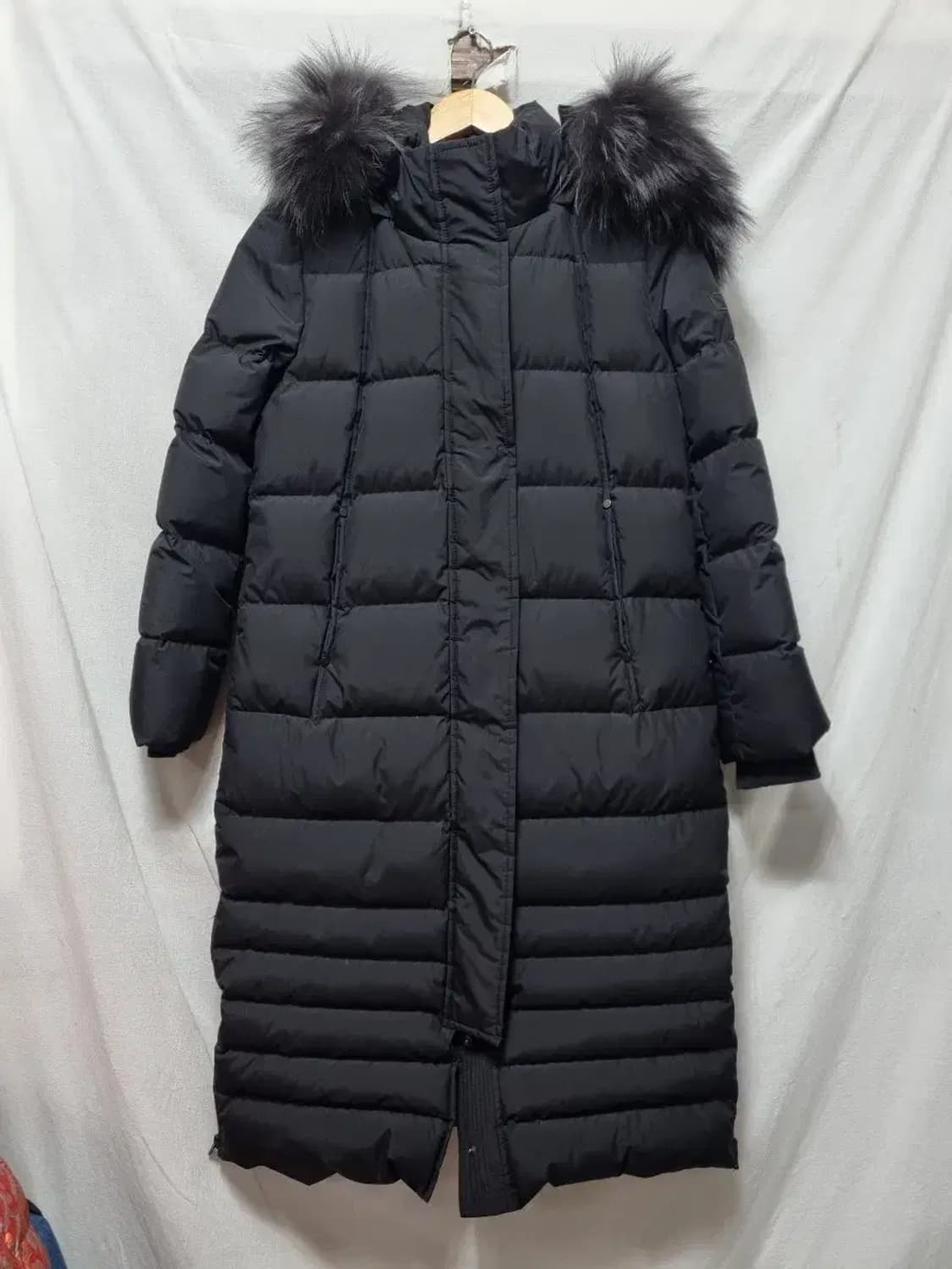 에고이스트 블랙 롱 폭스퍼 후드 롱 패딩 S 상품이미지1