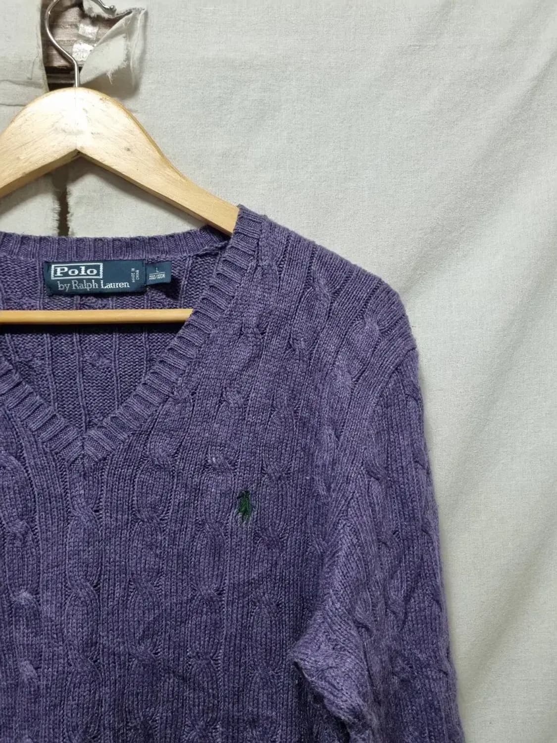 폴로 랄프로렌 케이블 니트 퍼플 L 상품이미지3