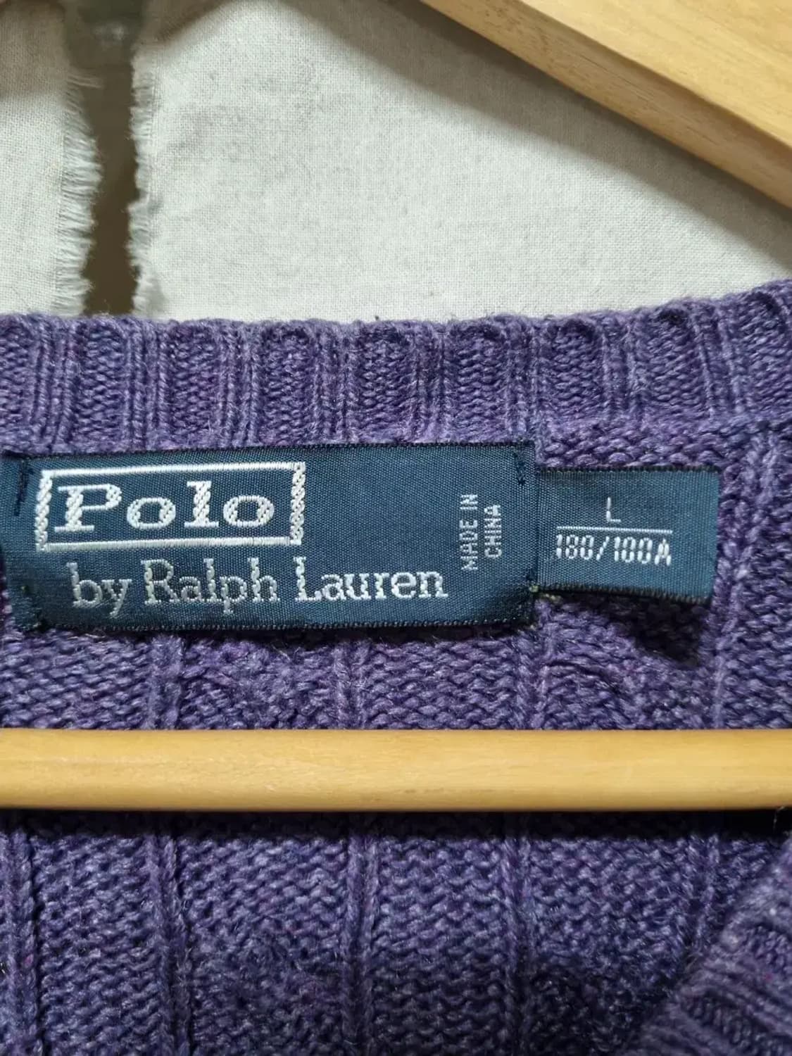 폴로 랄프로렌 케이블 니트 퍼플 L 상품이미지4