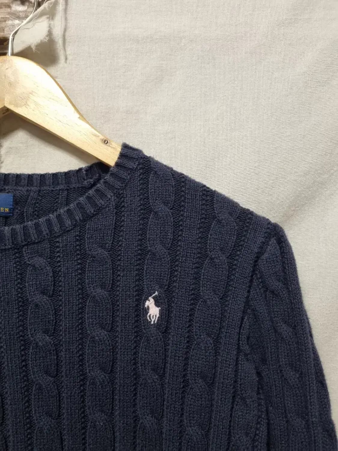 폴로 랄프로렌 네이비 꽈배기 니트 XL(16) 상품이미지3