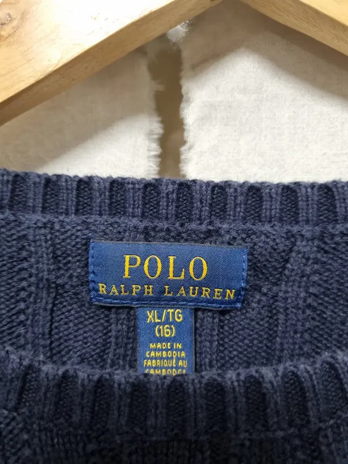 폴로 랄프로렌 네이비 꽈배기 니트 XL(16) 상품이미지4