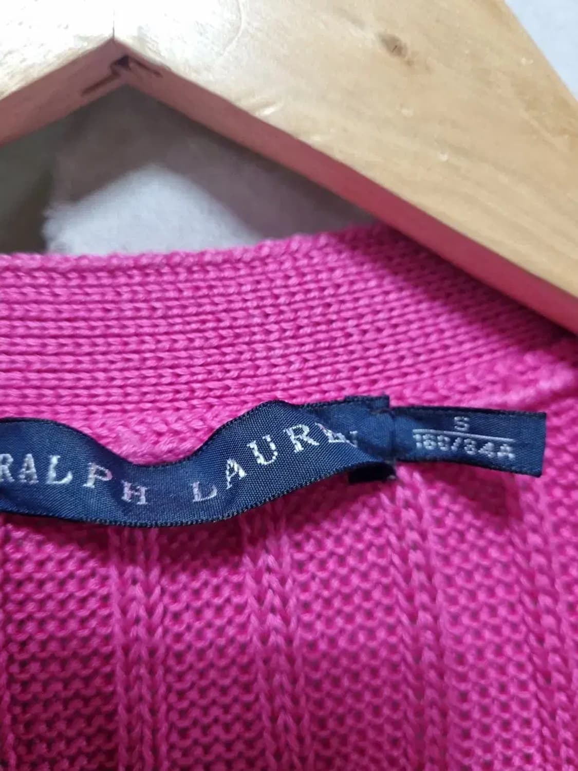 폴로 랄프로렌 핑크색 케이블 가디건 S 상품이미지4