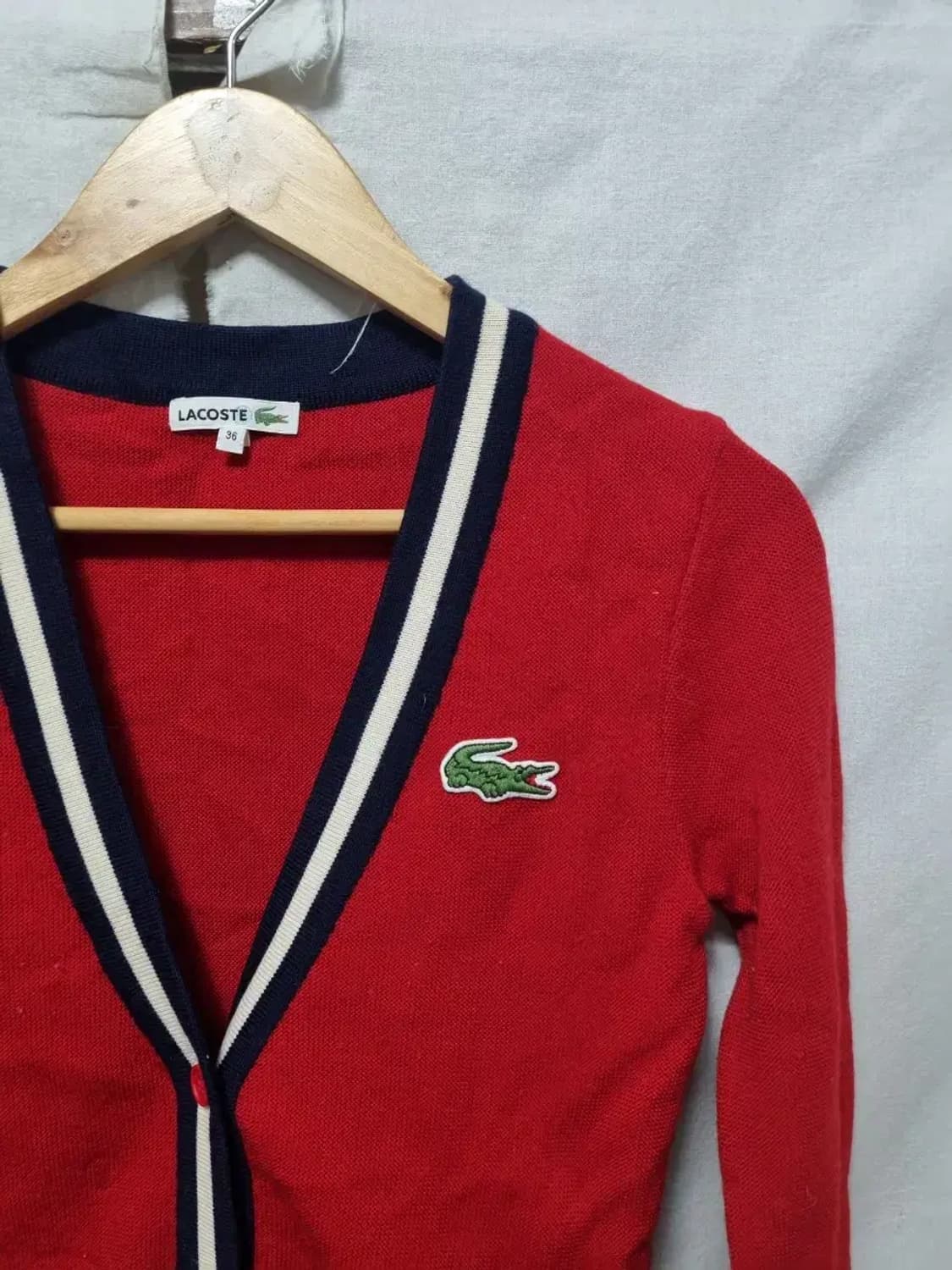 라코스테 여성 레드 가디건 90 상품이미지3