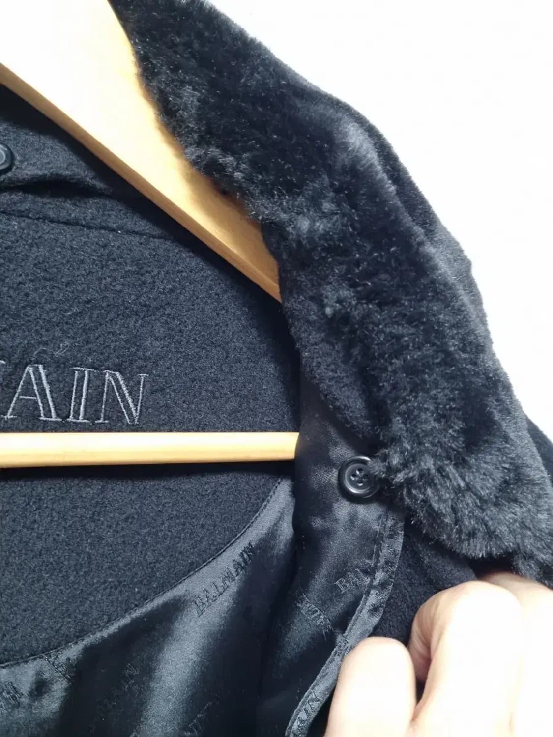 발망 캐시미어 혼방 퍼 카라 코트 자켓 100 상품이미지4