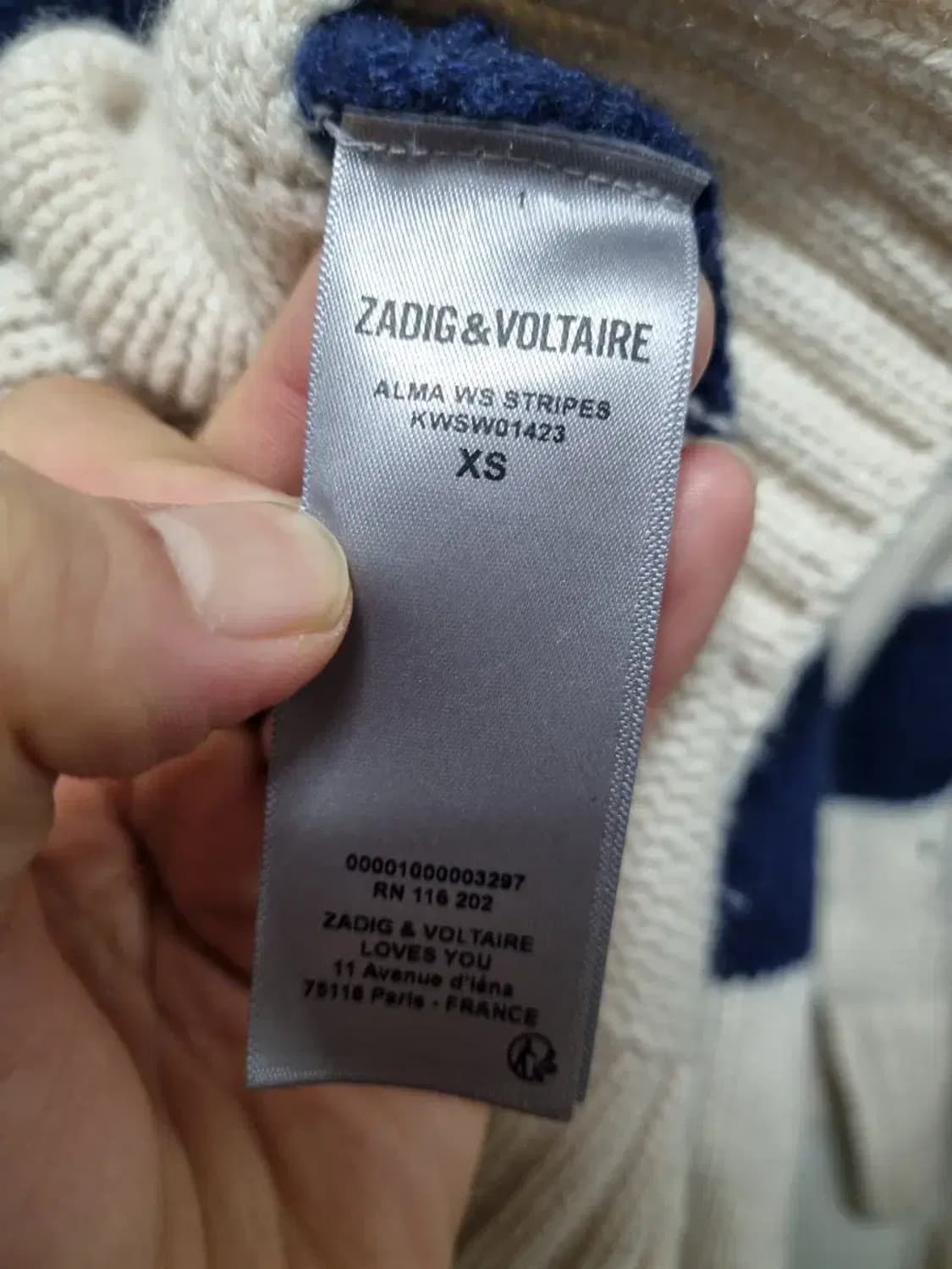 쟈딕앤볼테르 스트라이프 니트 XS 상품이미지5