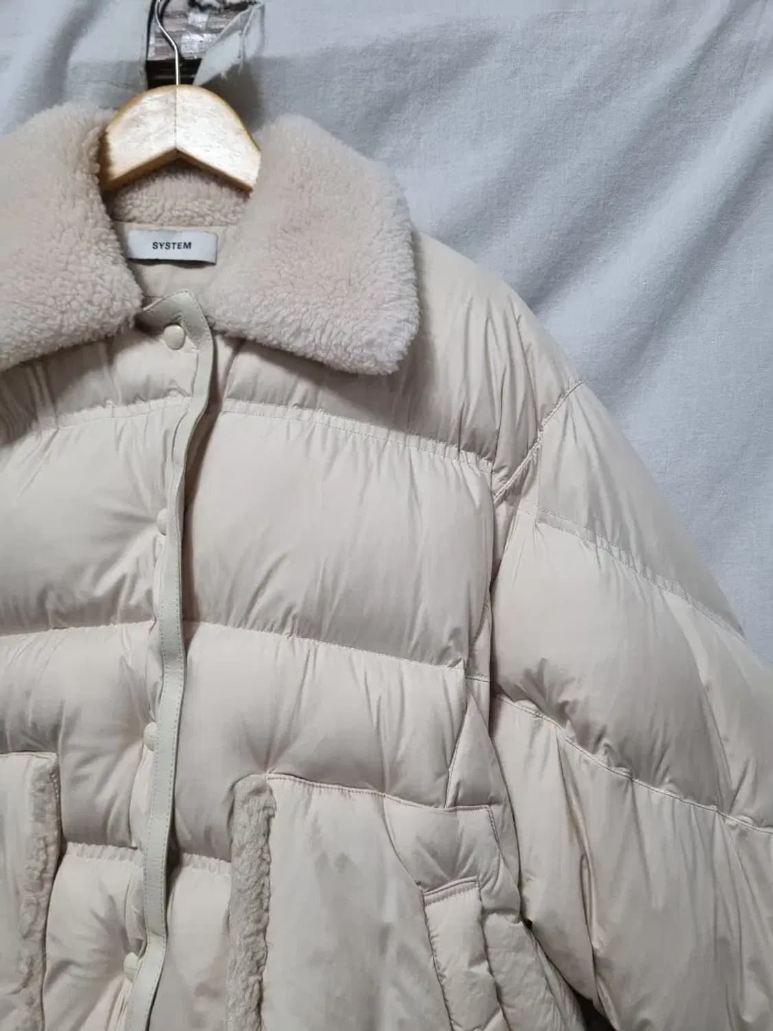 SYSTEM 아이보리 폴리스 퍼 카라 패딩 S 상품이미지2