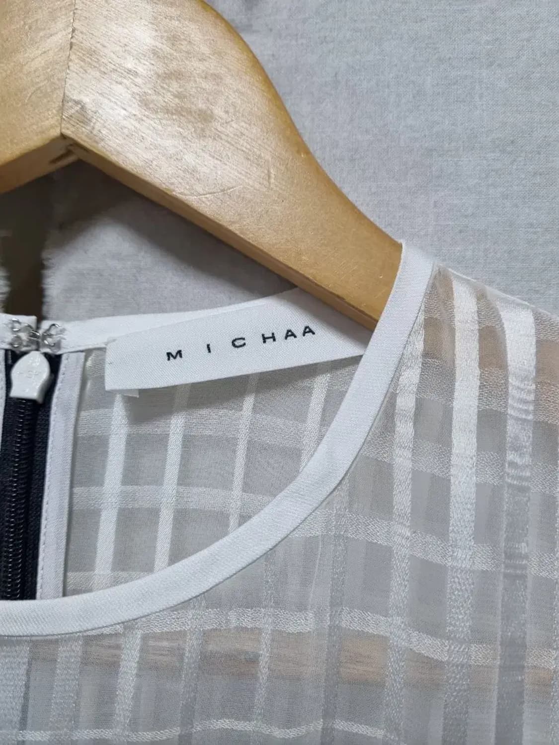 it MICHAA 미샤 블랙 벨트 A라인 체크 탑 원피스 XS 상품이미지4