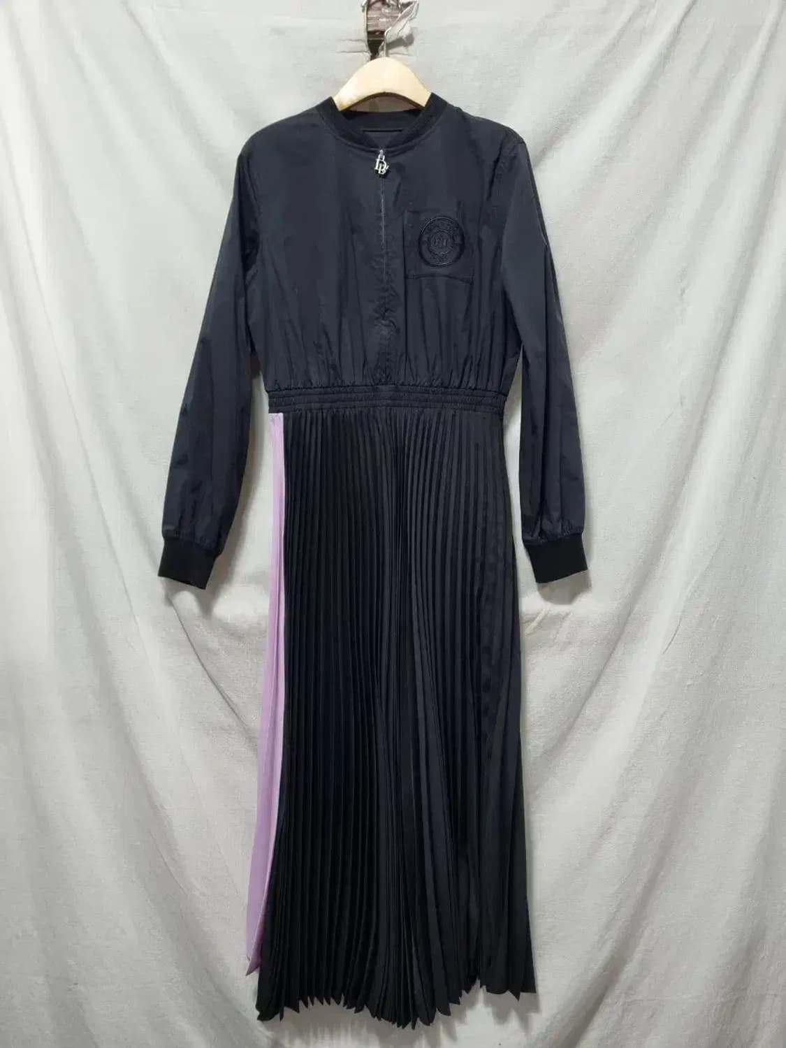 듀엘 블랙 플리츠 연보라 포인트 롱 원피스 S 상품이미지1