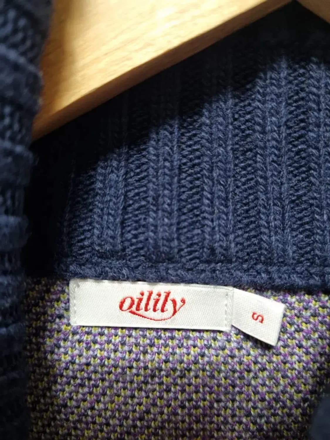 오일릴리 체크 패턴 니트 가디건 S 상품이미지4