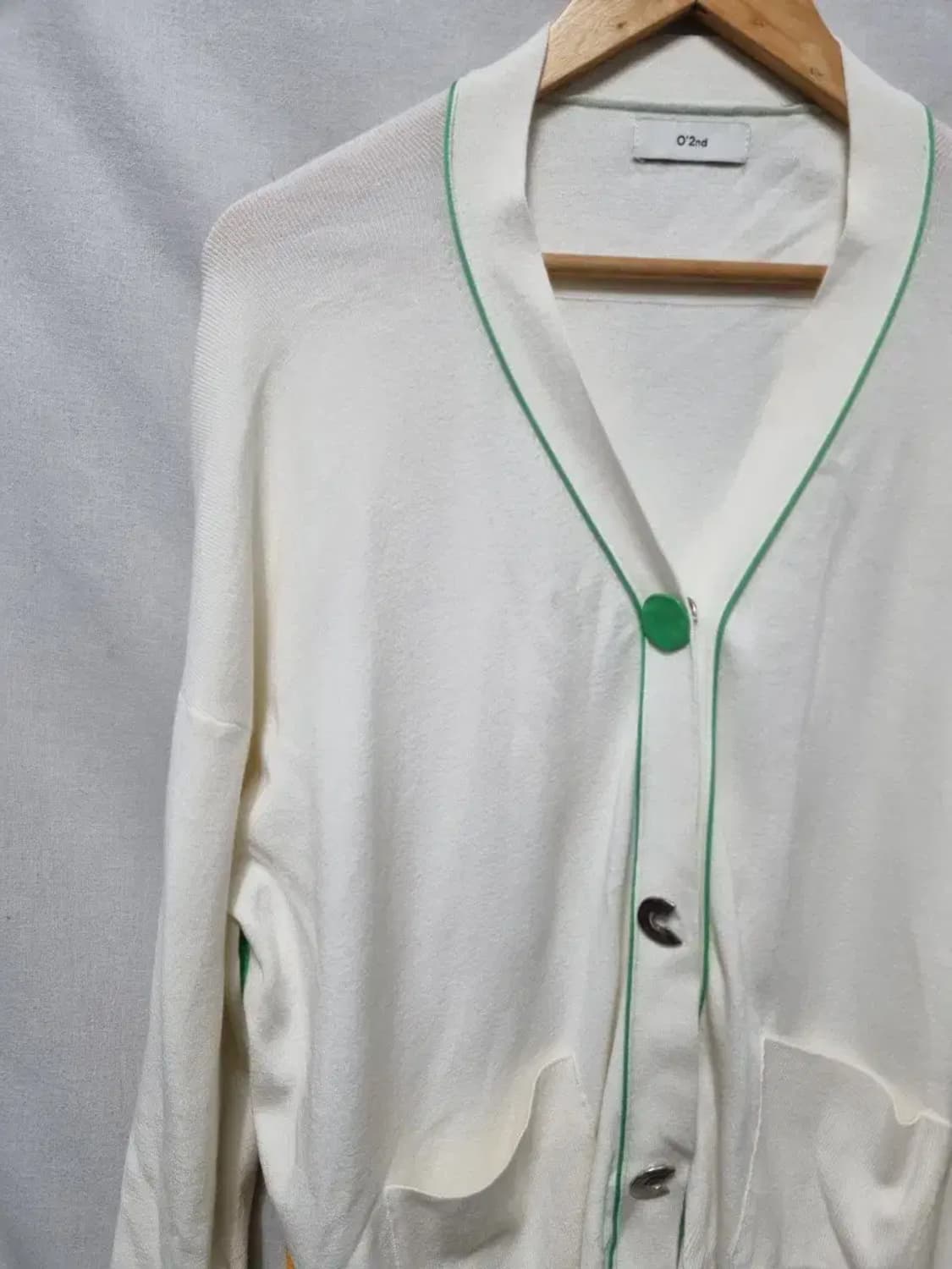 오즈세컨 배색 니트 가디건 85 상품이미지3