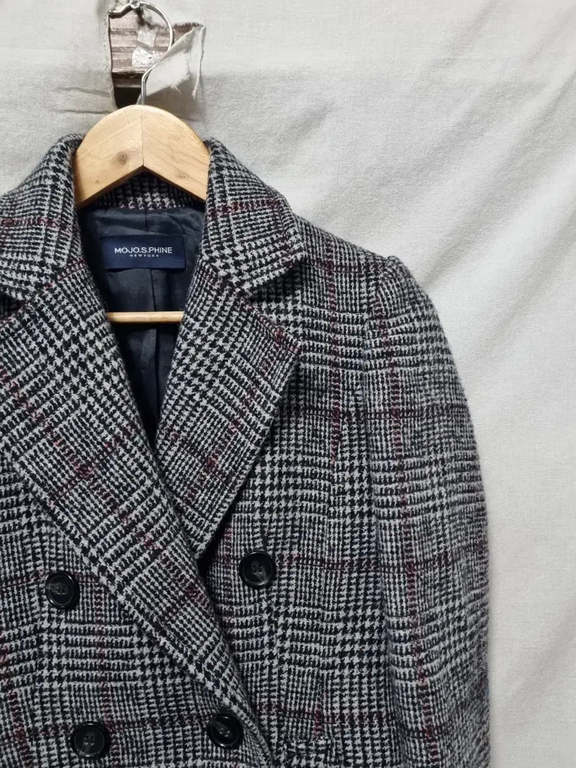 모조에스핀 체크 롱 코트 자켓 90 상품이미지3