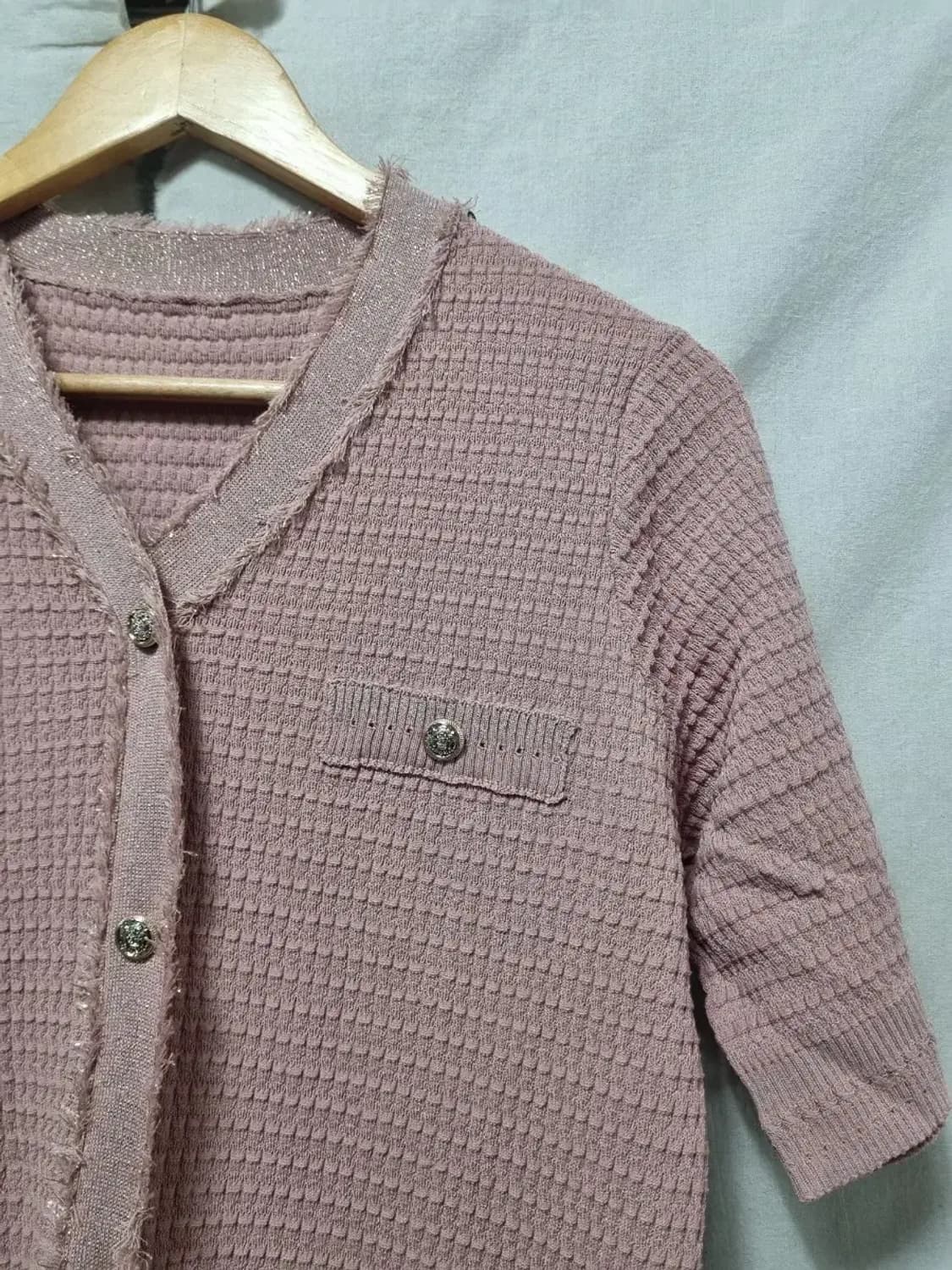 크레송 반팔 트위드 니트 가디건 S 상품이미지2