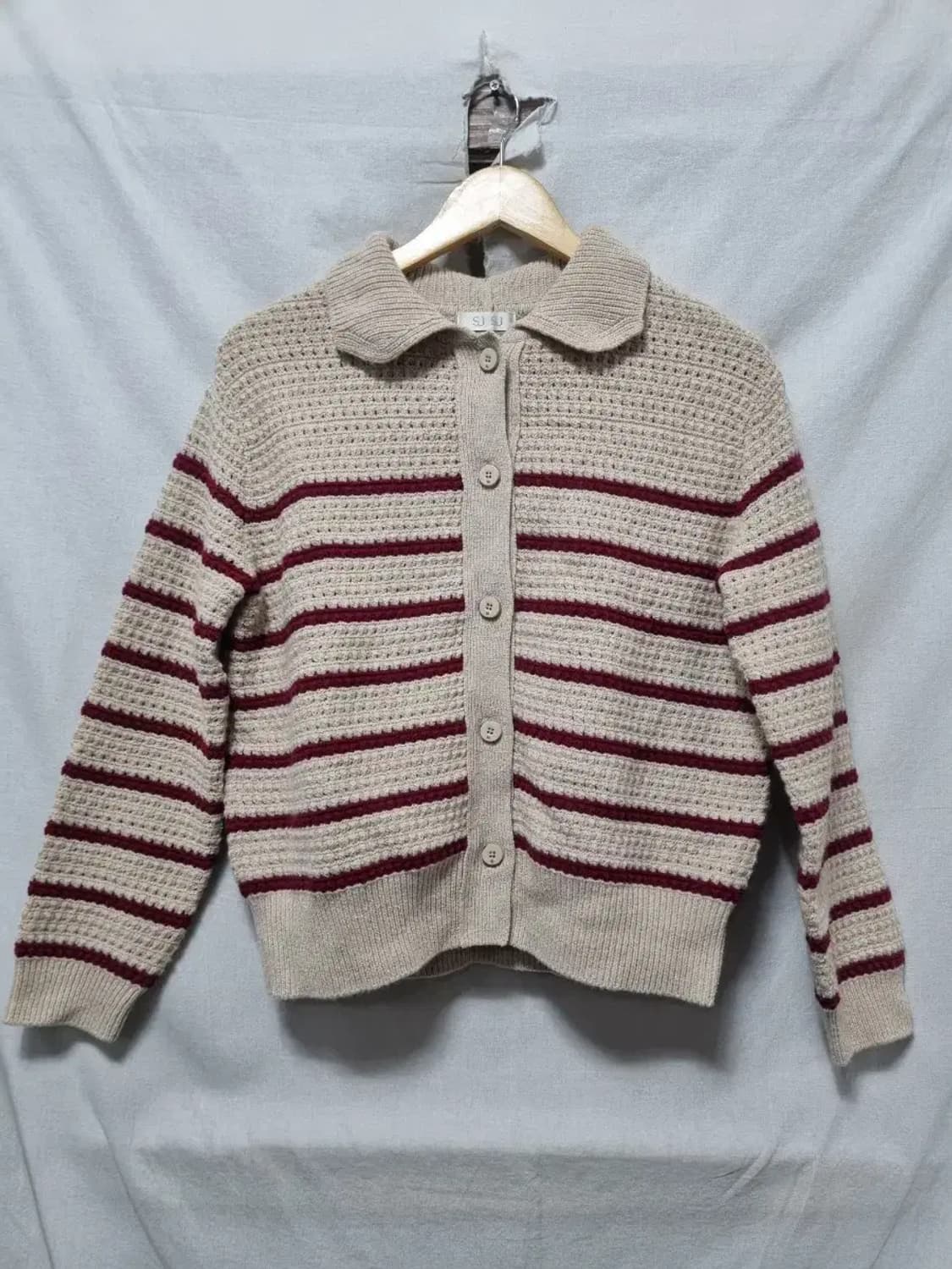 SJ SJ 카라 스트라이프 니트 가디건 F 상품이미지1