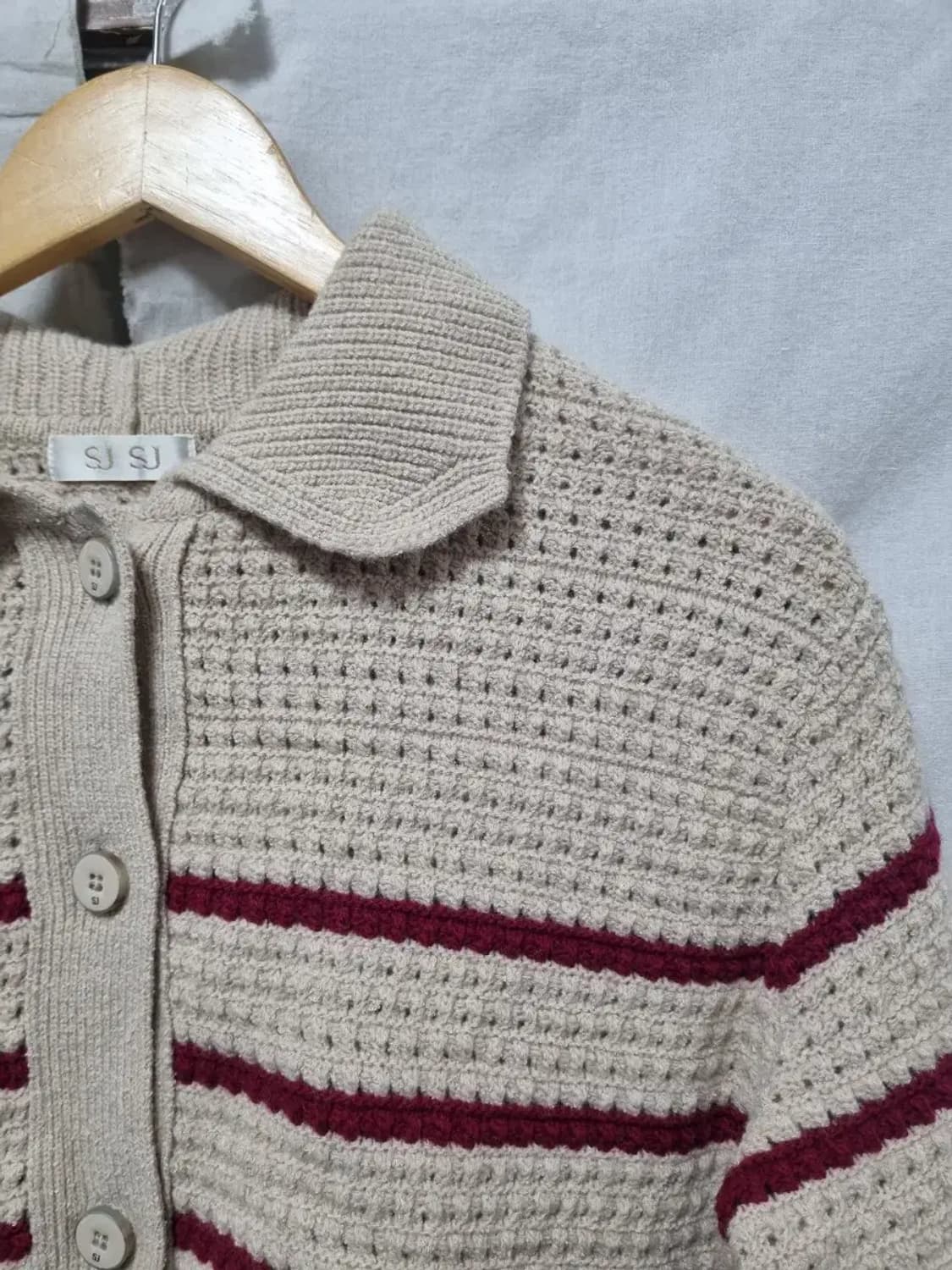 SJ SJ 카라 스트라이프 니트 가디건 F 상품이미지3