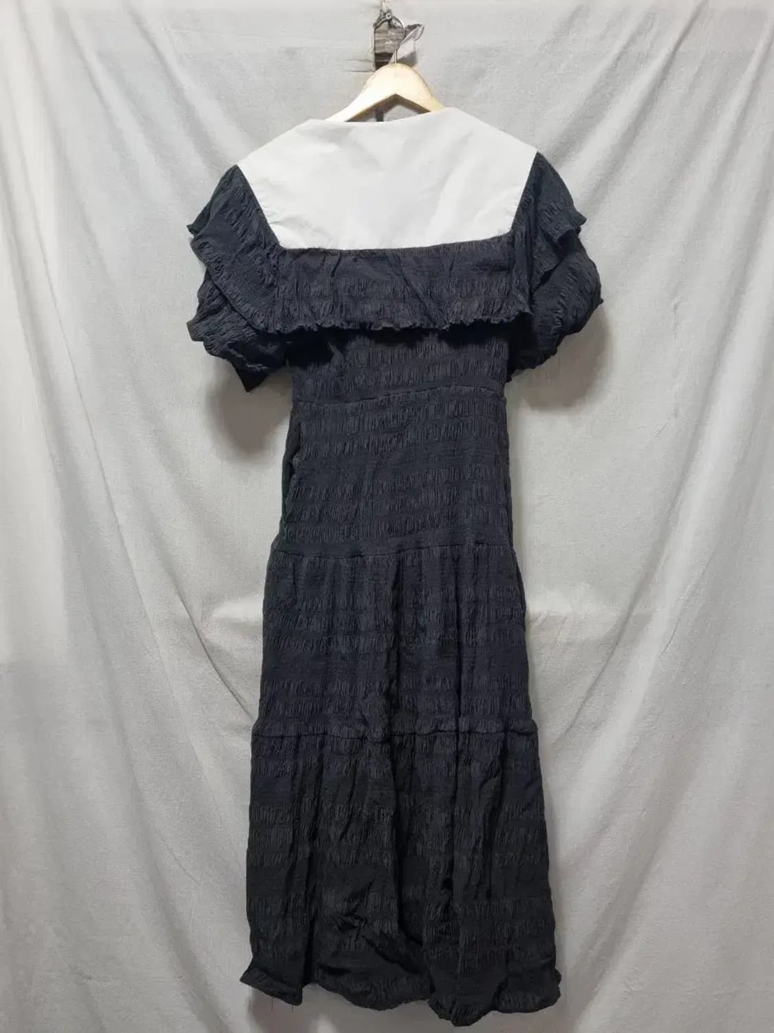 줄로그 화이트 빅카라 블랙 롱 원피스 L 상품이미지2