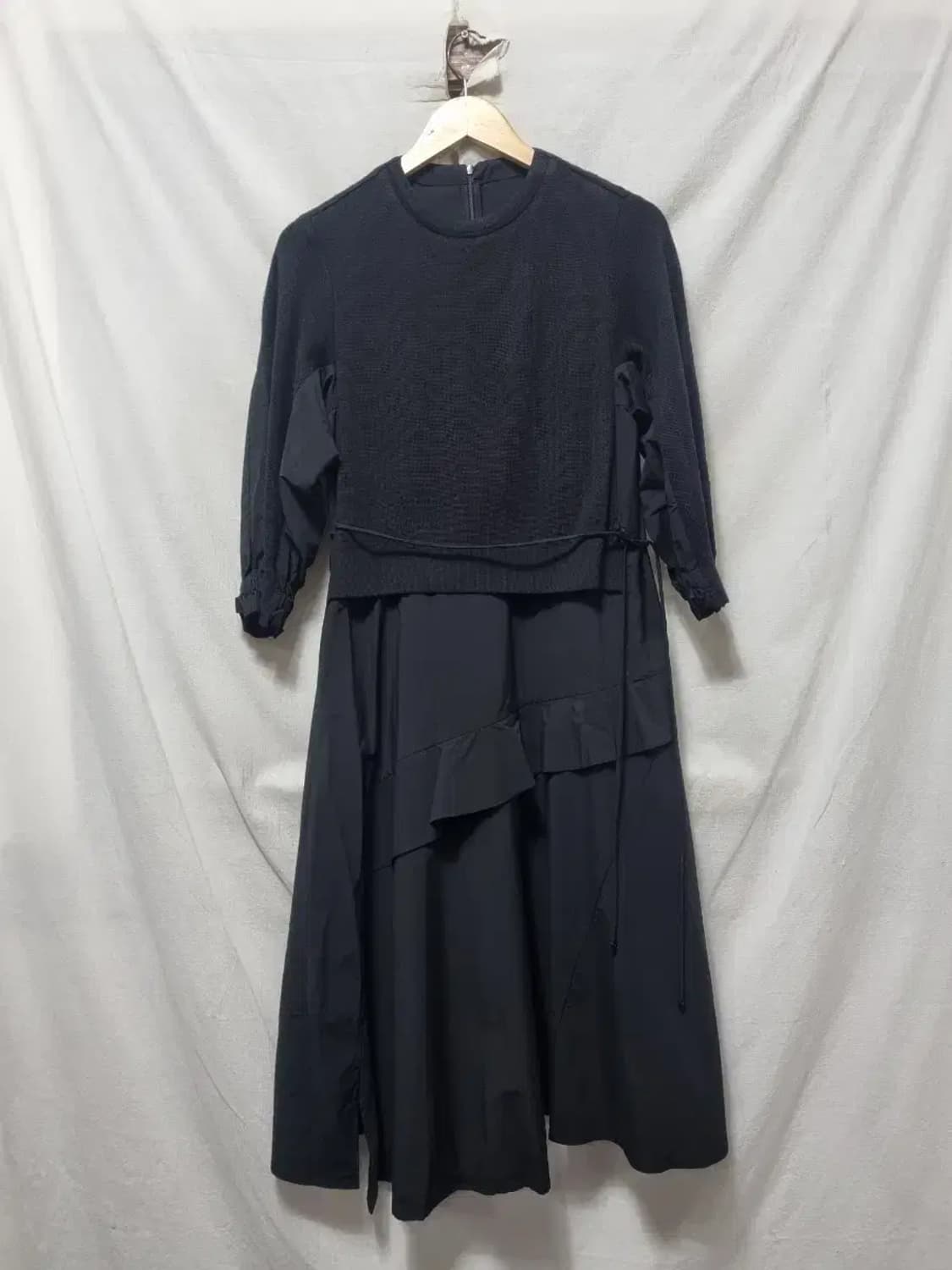 SJSJ 니트 레이어드 셔링 롱 원피스 XS 상품이미지1