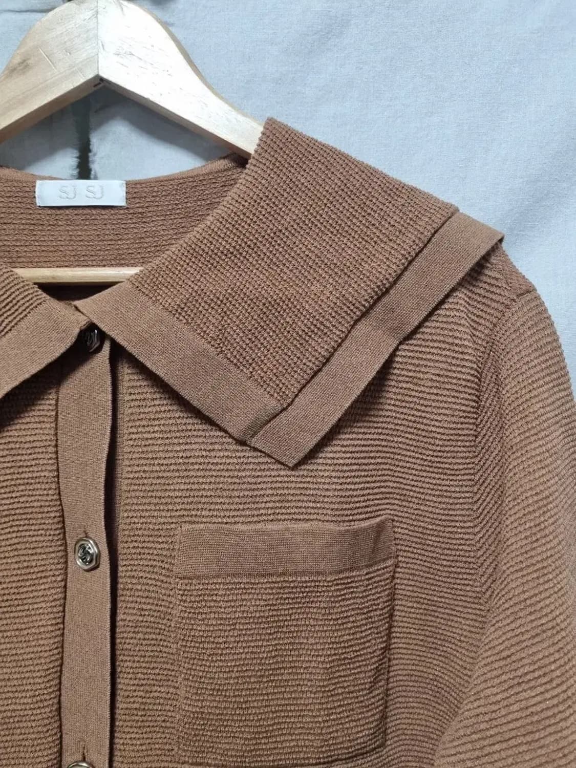 SJ SJ 카라넥 반팔 니트 가디건 F 상품이미지3