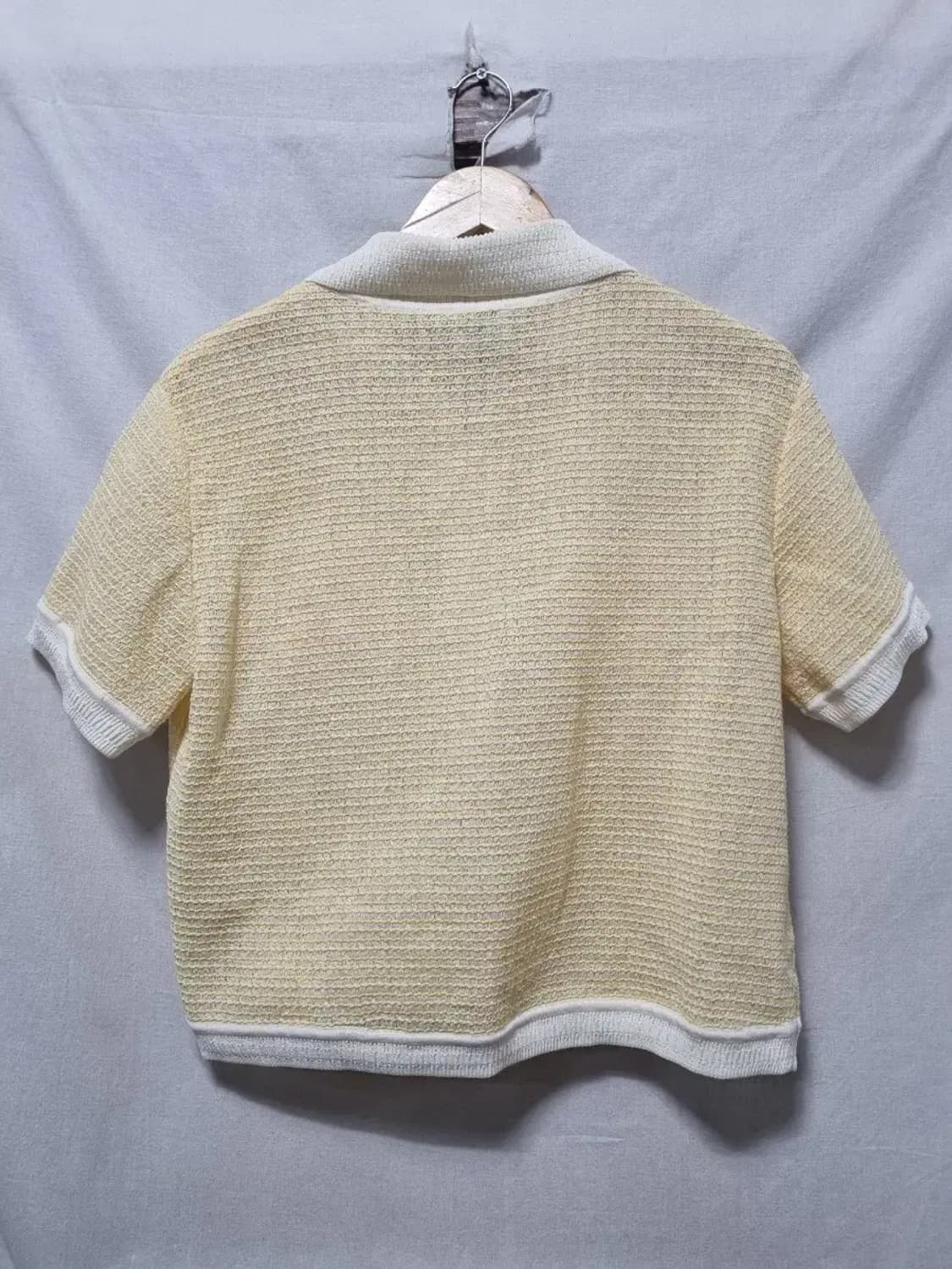 AOUTIEN 옐로우 반팔 카라 니트 가디건 상품이미지2