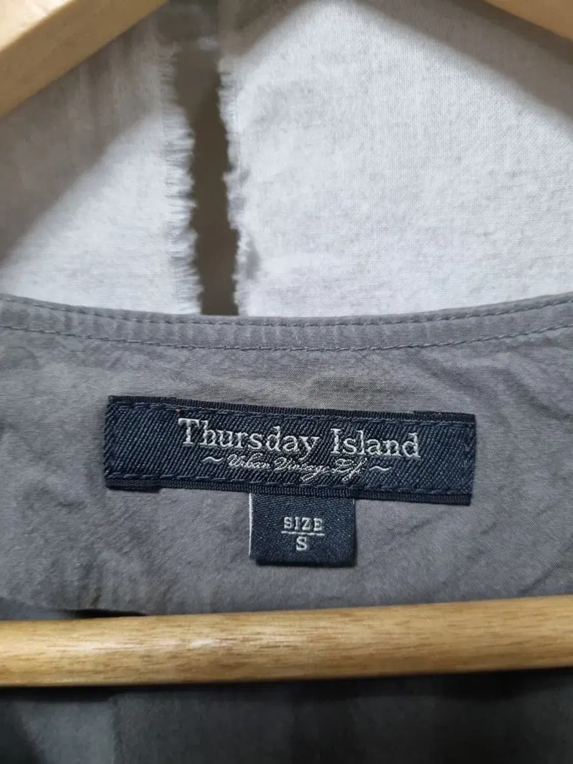 써스데이아일랜드 카키그레이 프릴 칼라 롱 원피스 S 상품이미지4