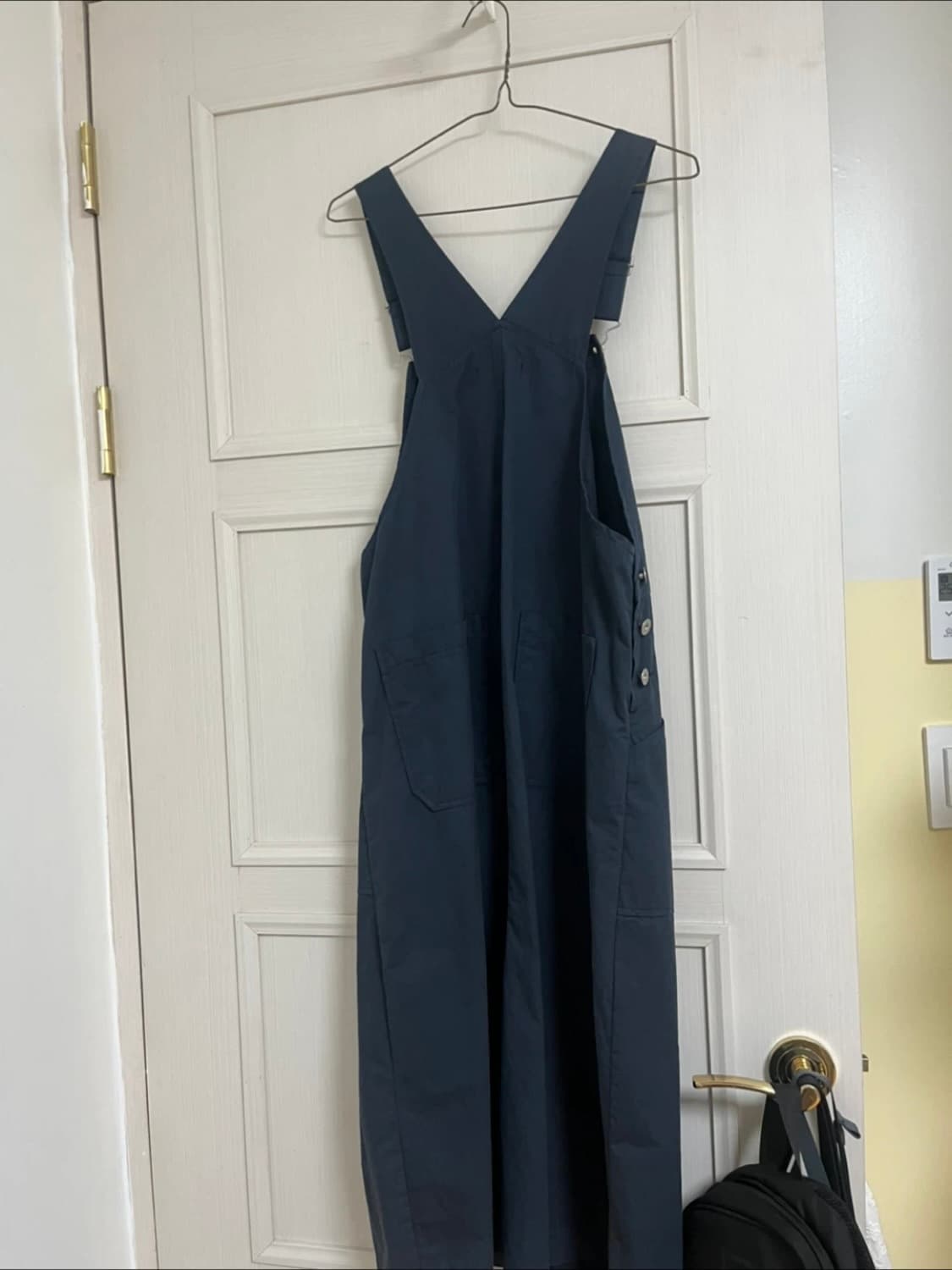 네이비 멜빵 롱 코튼 면 원피스 상품이미지4