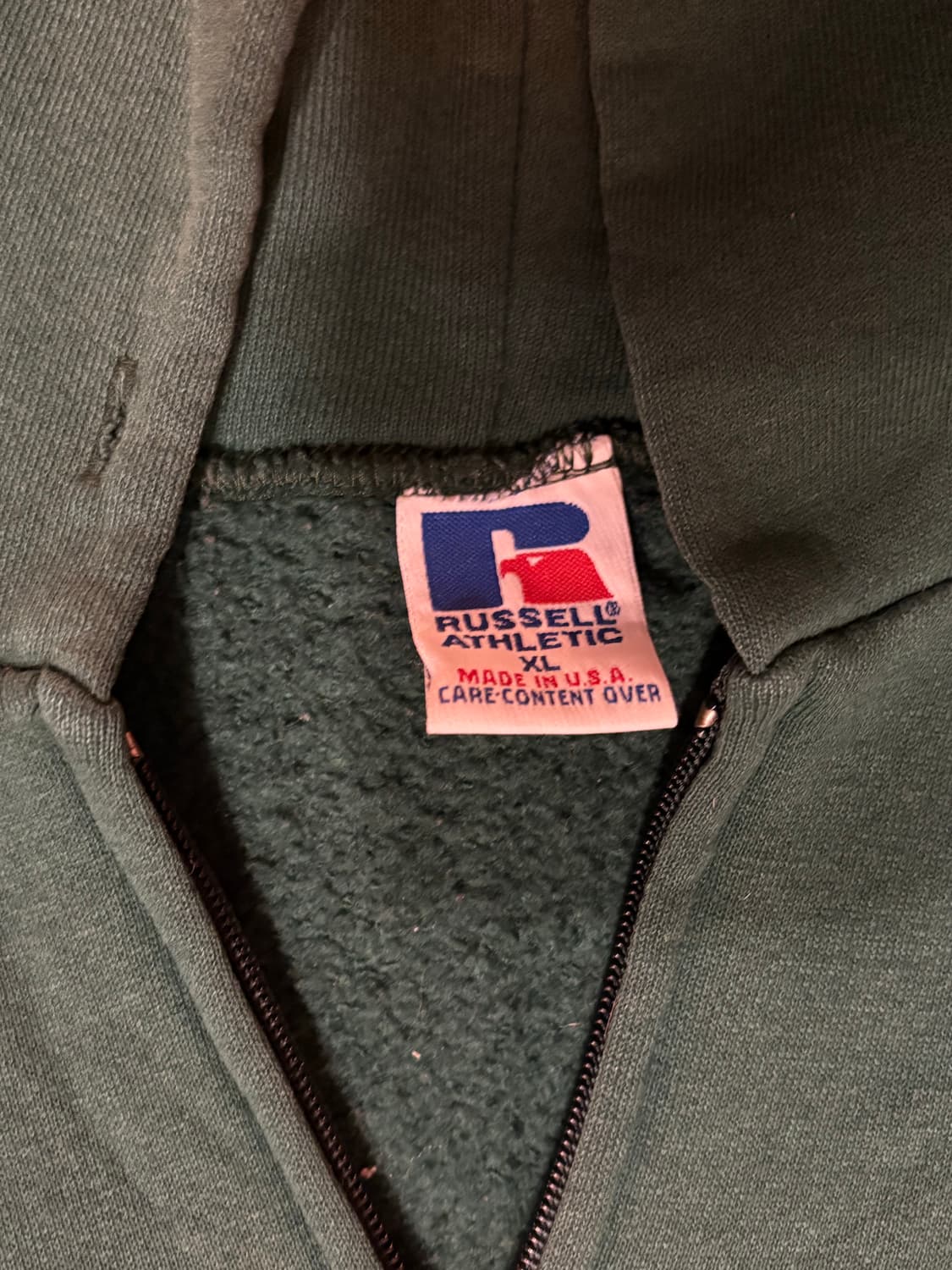 90s 미제 러셀 빈티지 후드집업 페이딩 그린 상품이미지3