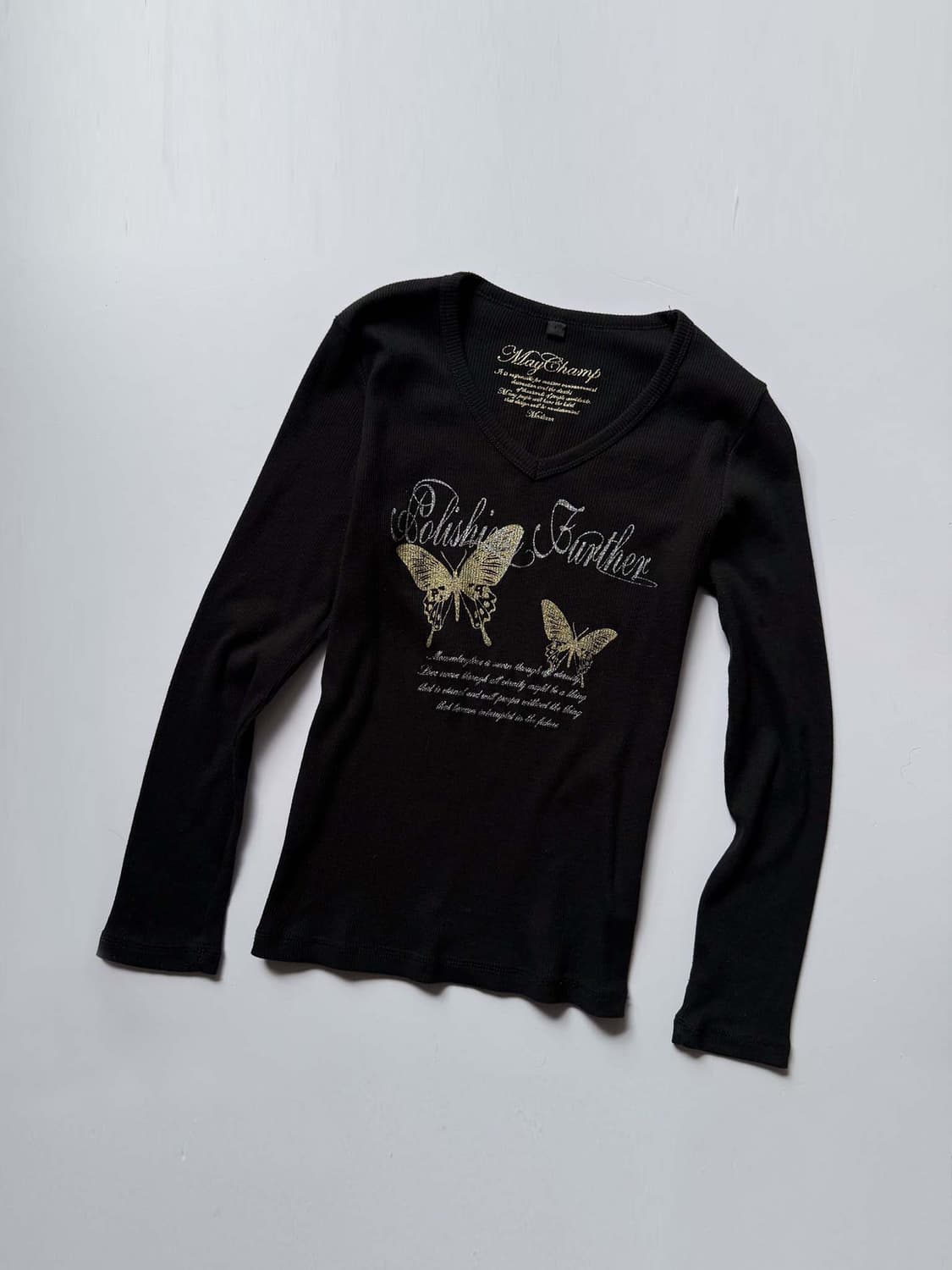 Glitter Printed Ribbed T-shirt 0286 상품이미지1