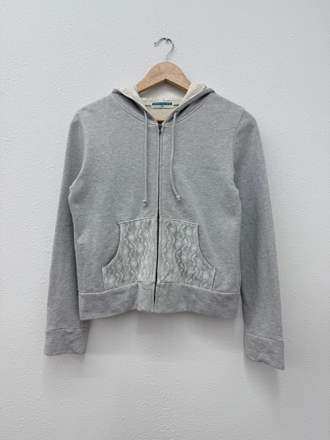 빈티지 그레이 레이스 후드 집업 상품이미지1