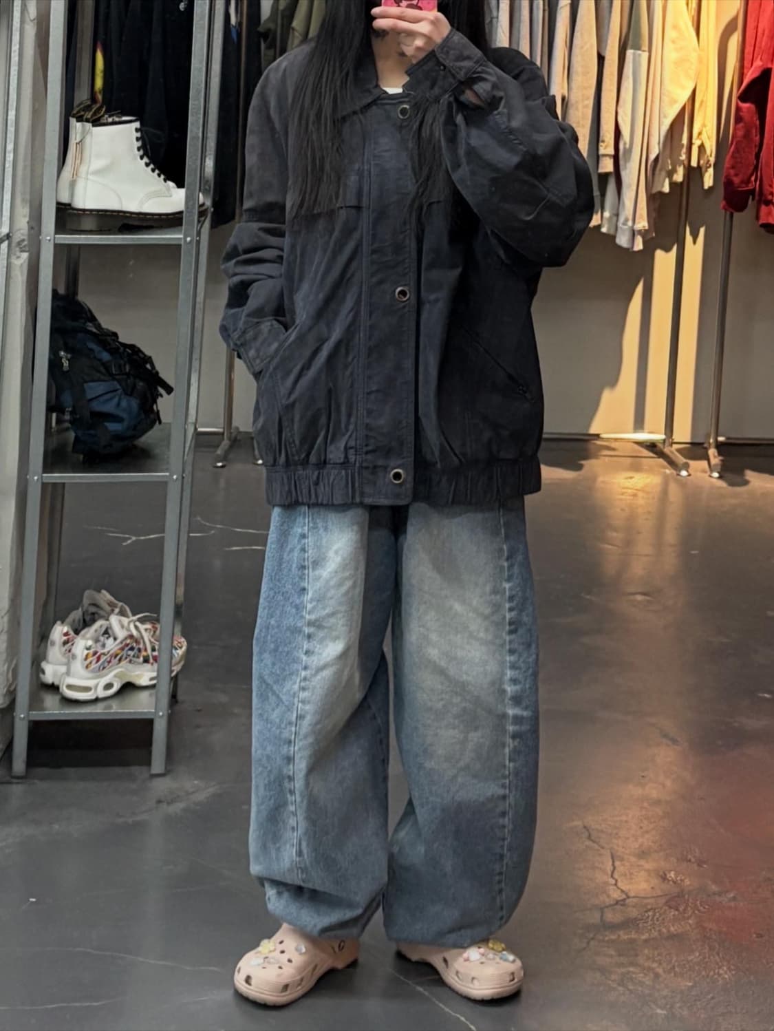 빈티지 네이비 블루종 스웨이드 자켓 A3200 상품이미지1