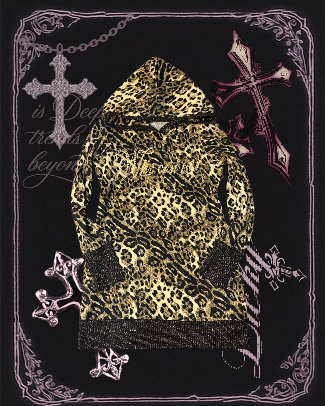 Onegyaru Leopard cubic hoodie one piece 상품이미지5