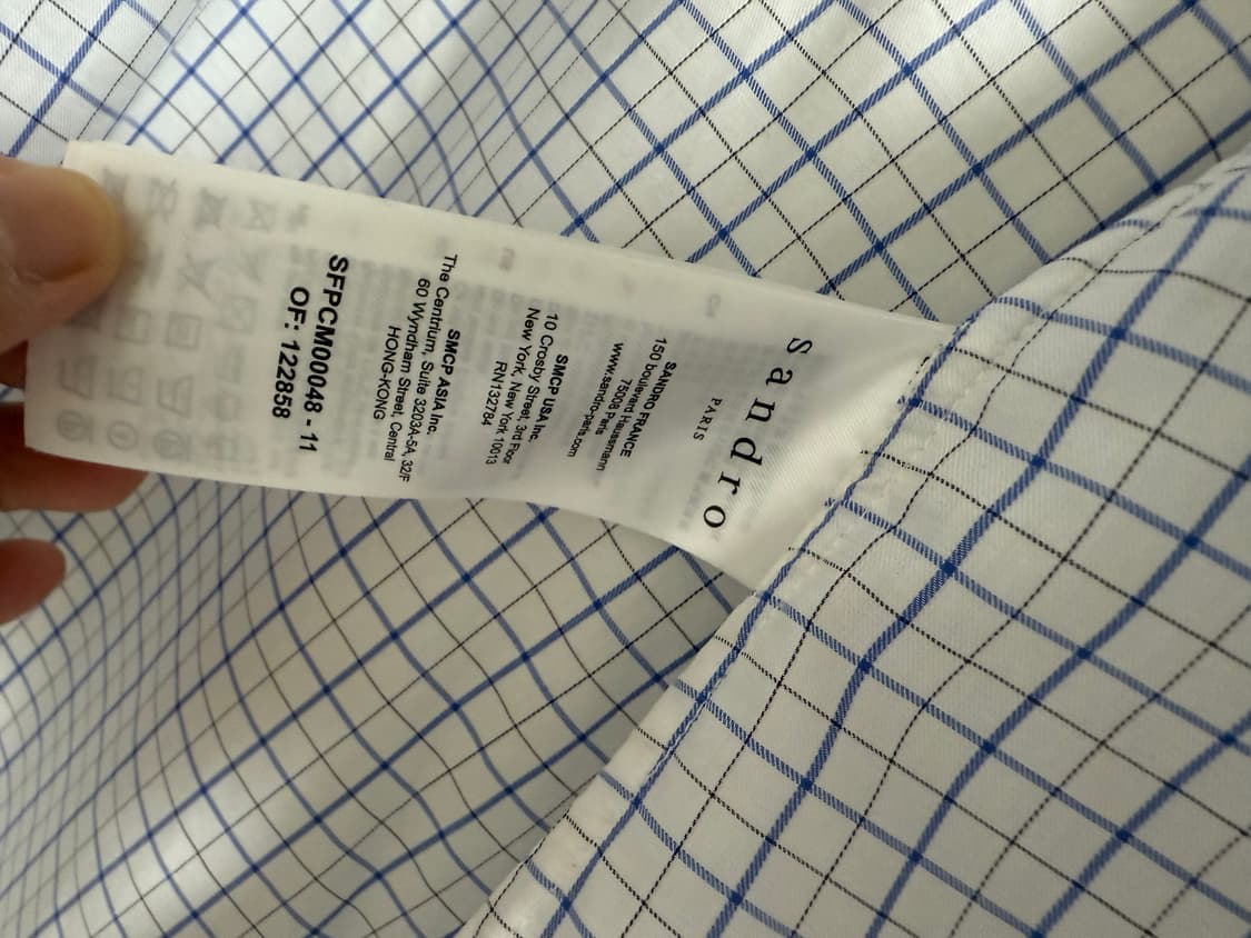 산드로 러플 체크 블라우스 1 상품이미지4