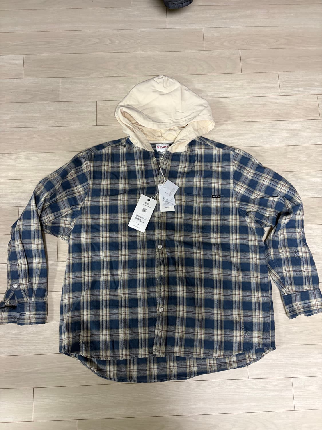 카미야 후드 체크 셔츠 M 상품이미지1