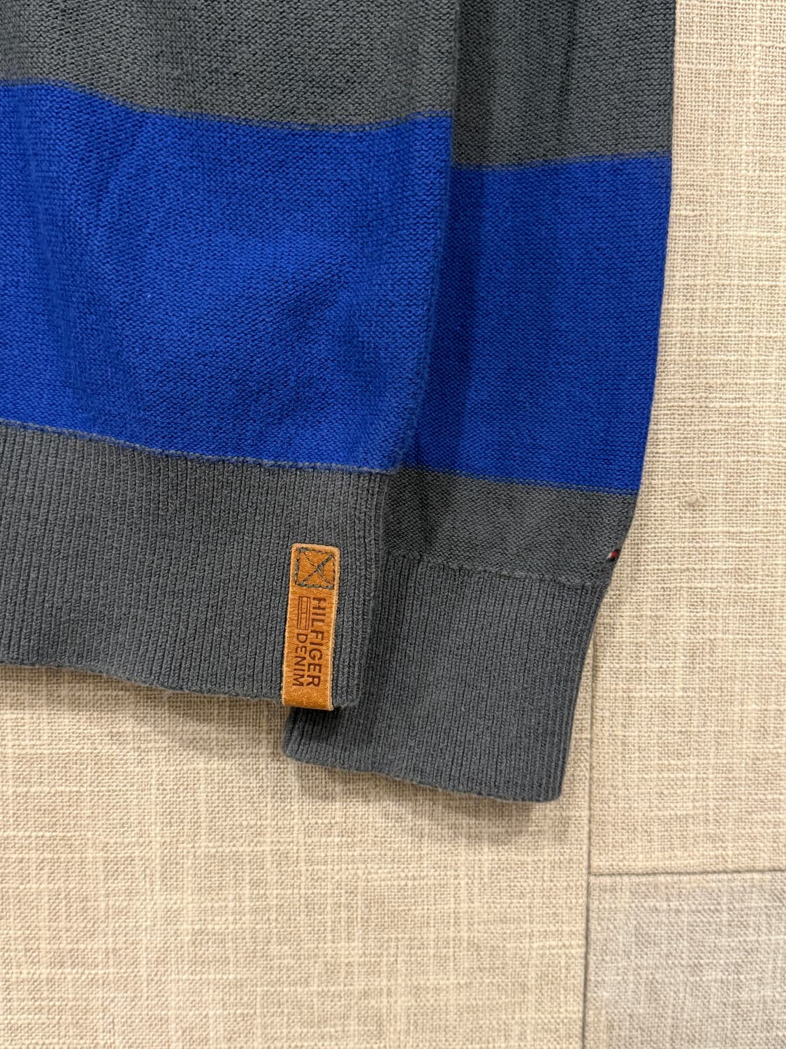 타미힐피거 단가라 니트 M 카키 블루 상품이미지3