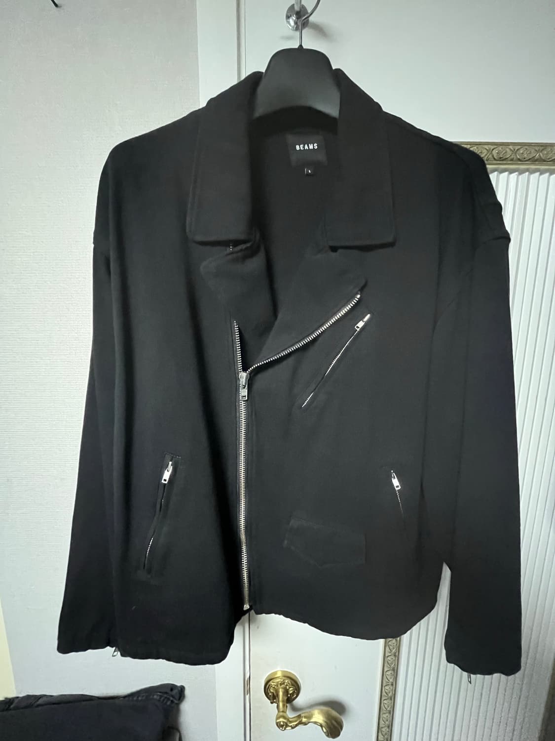 빔즈 코튼 더블 라이더 자켓 블랙 L 상품이미지1