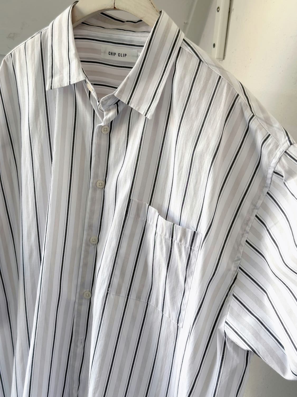 Light cotton poly design BIG H/S shirt 상품이미지2