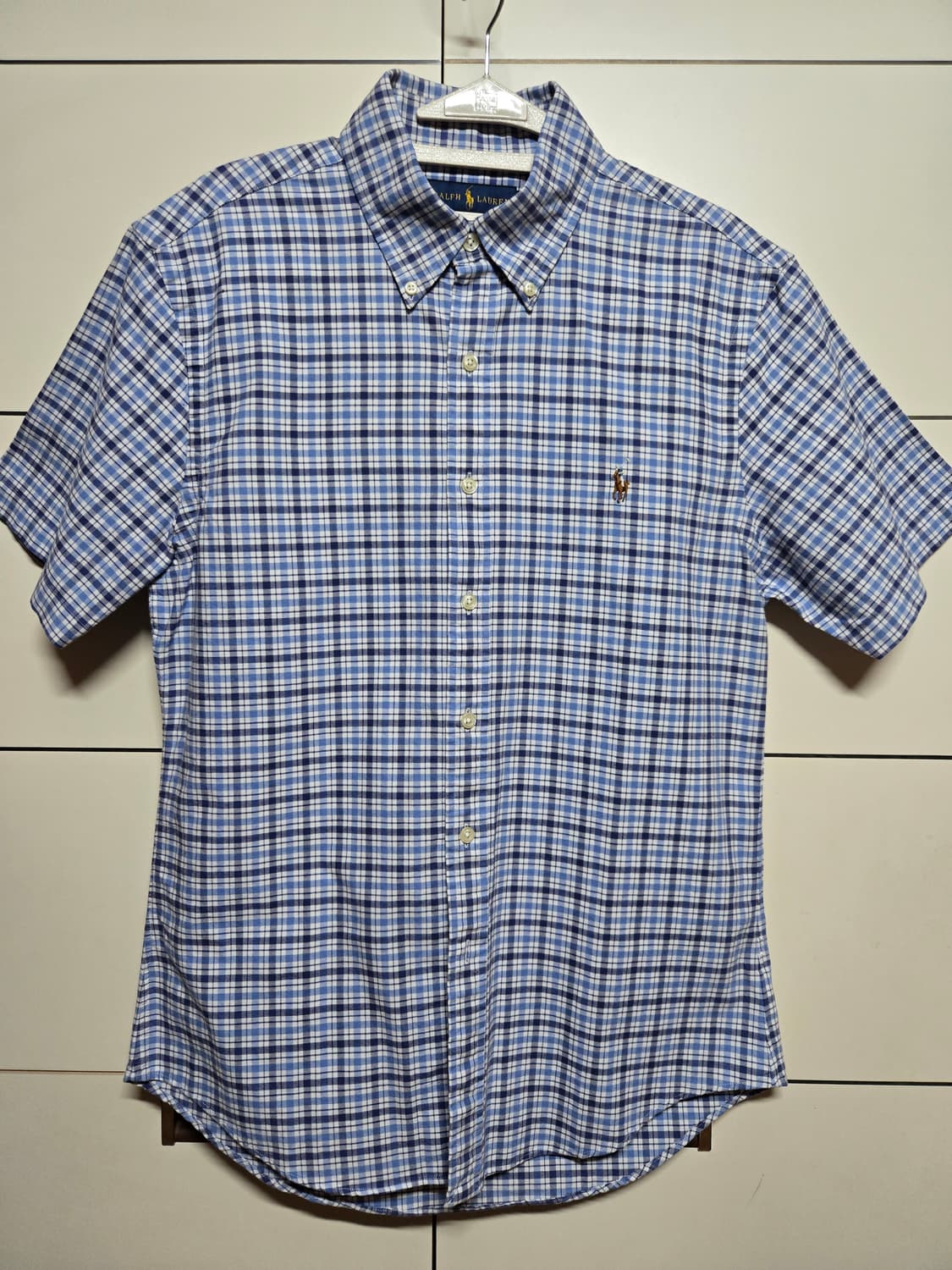 폴로 랄프로렌 옥스포드 남성 블루 체크 반팔 셔츠(M사이즈) 상품이미지2