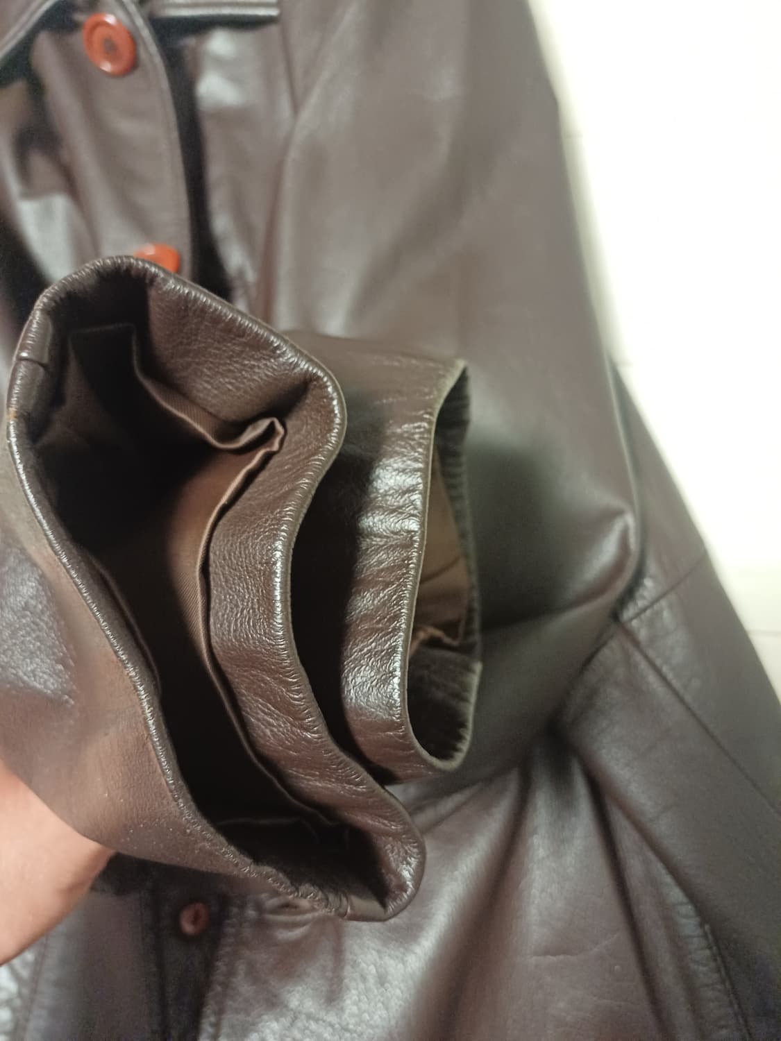 [VINTAGE] SH.LEATHER 리얼 카우하이드 4버튼 하프 코트 상품이미지8