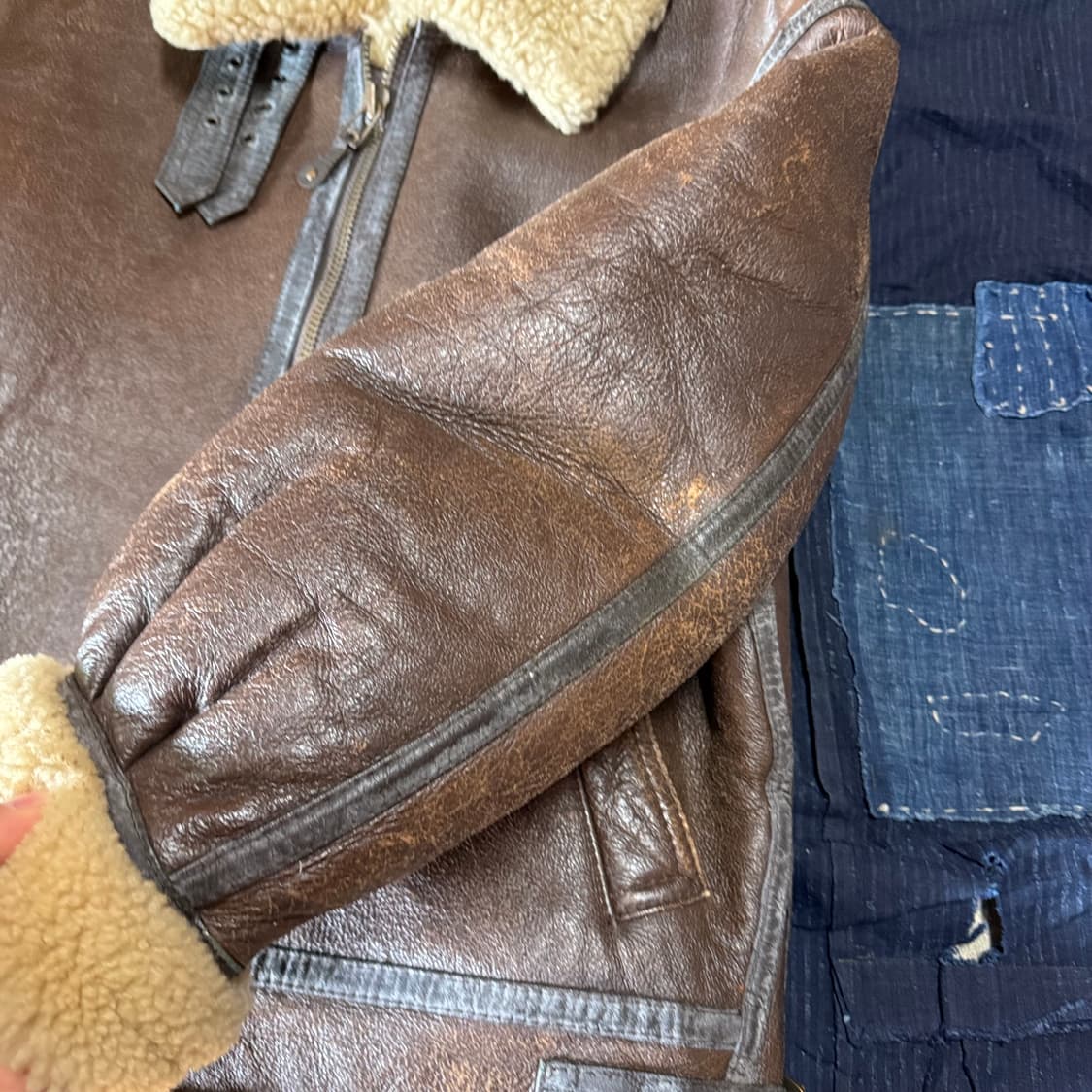 90‘s 재팬 타입 B-3 양가죽 플라이트 자켓 M 상품이미지3